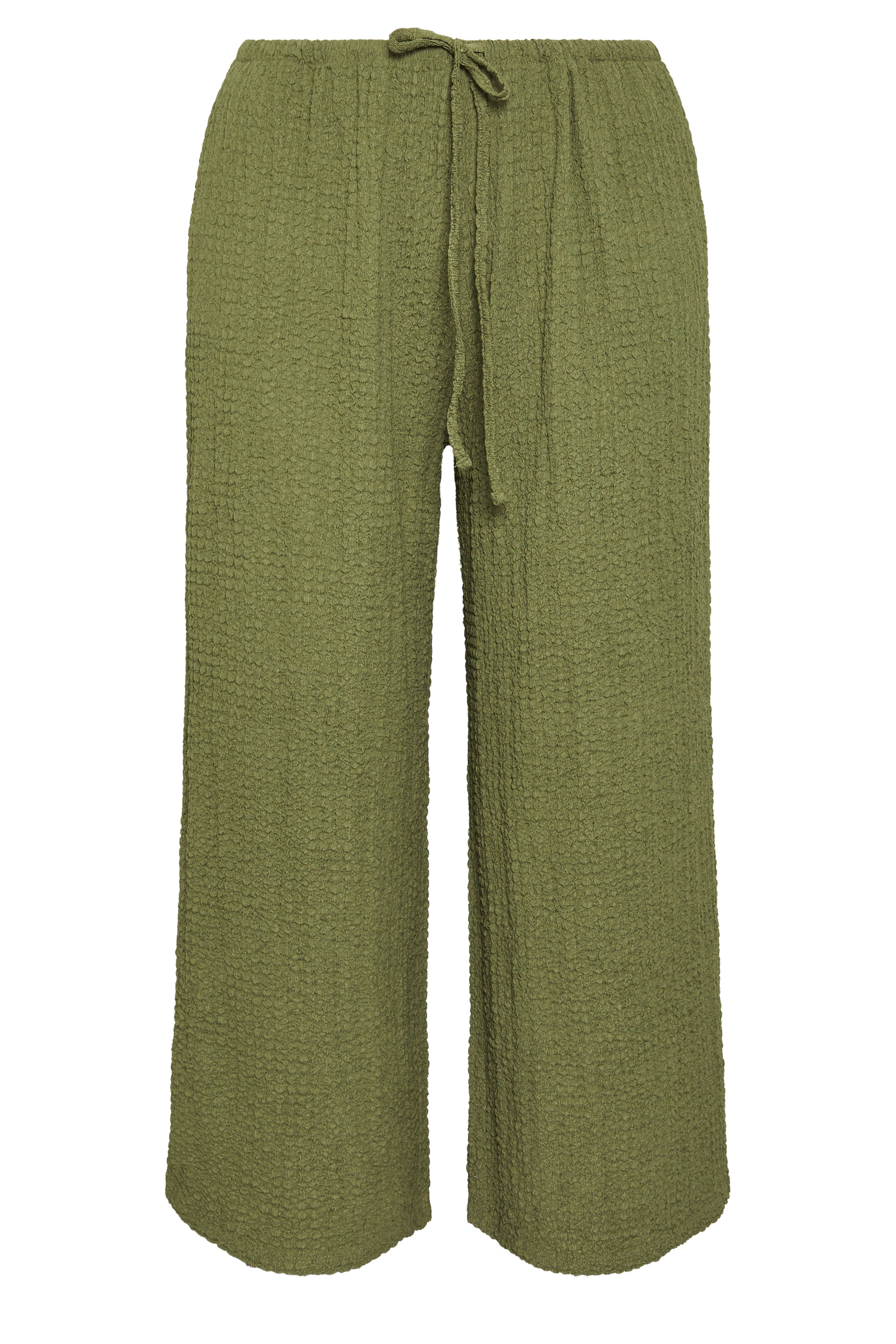 EVANS Plus Size Khaki Green Crinkle Wide Leg Trousers | Evans 6