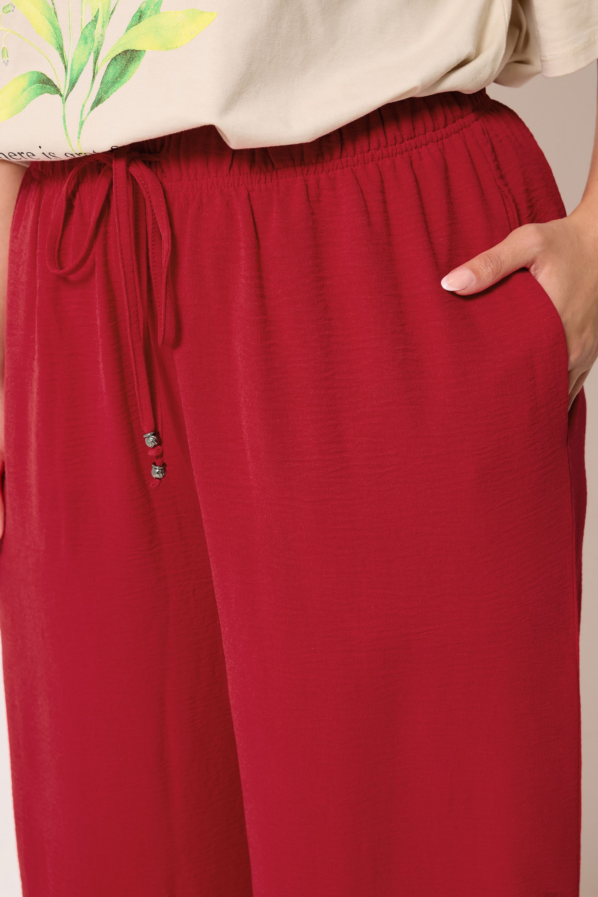 YOURS Plus Size Red Washed Twill Trousers | Yours Clothing 4