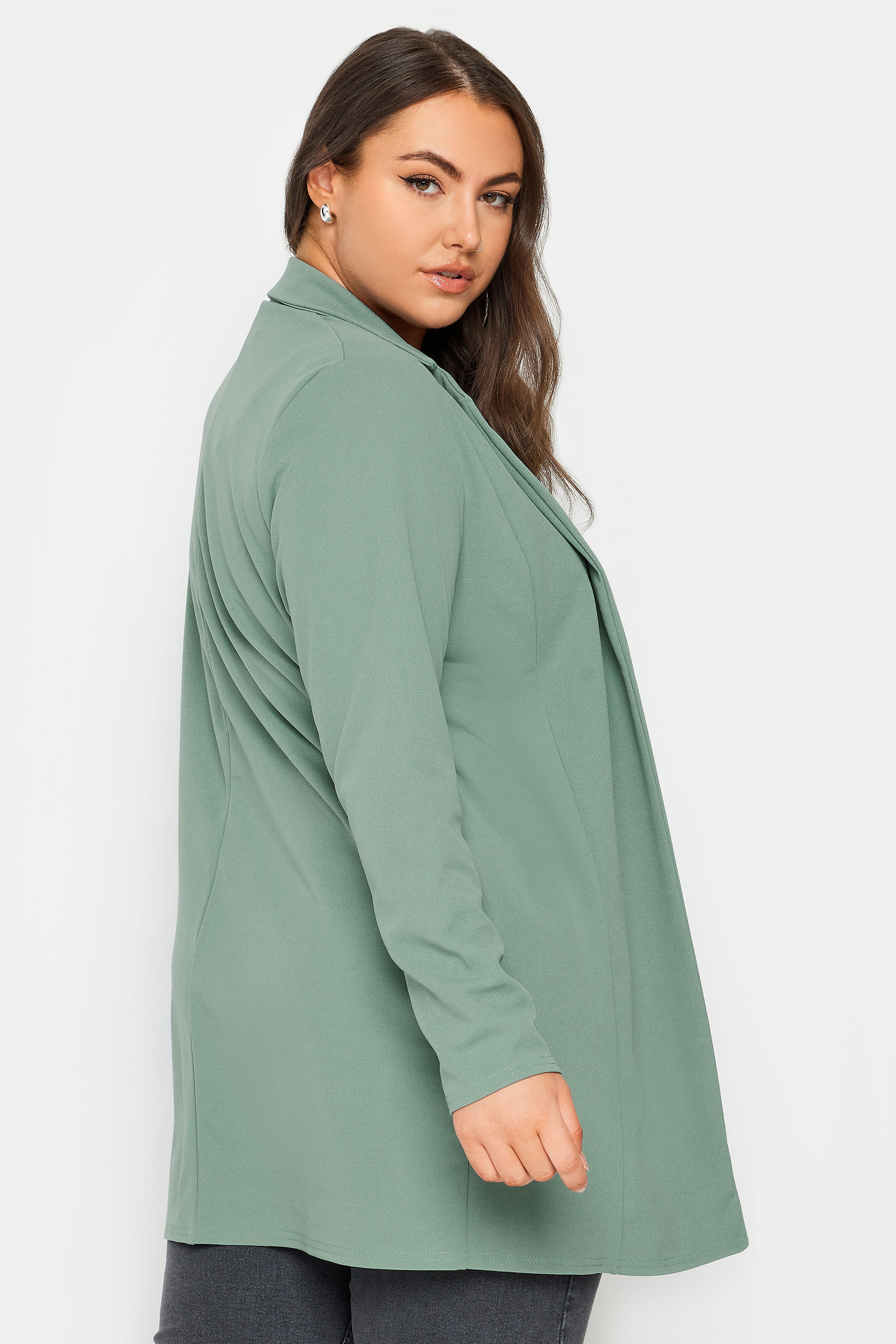 YOURS Plus Size Sage Green Blazer | Yours Clothing 3