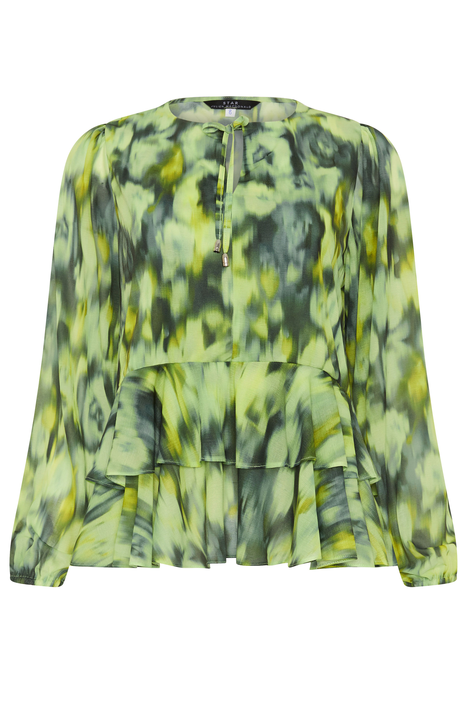 STAR Green Abstract Frill Hem Blouse | StarByJM 5