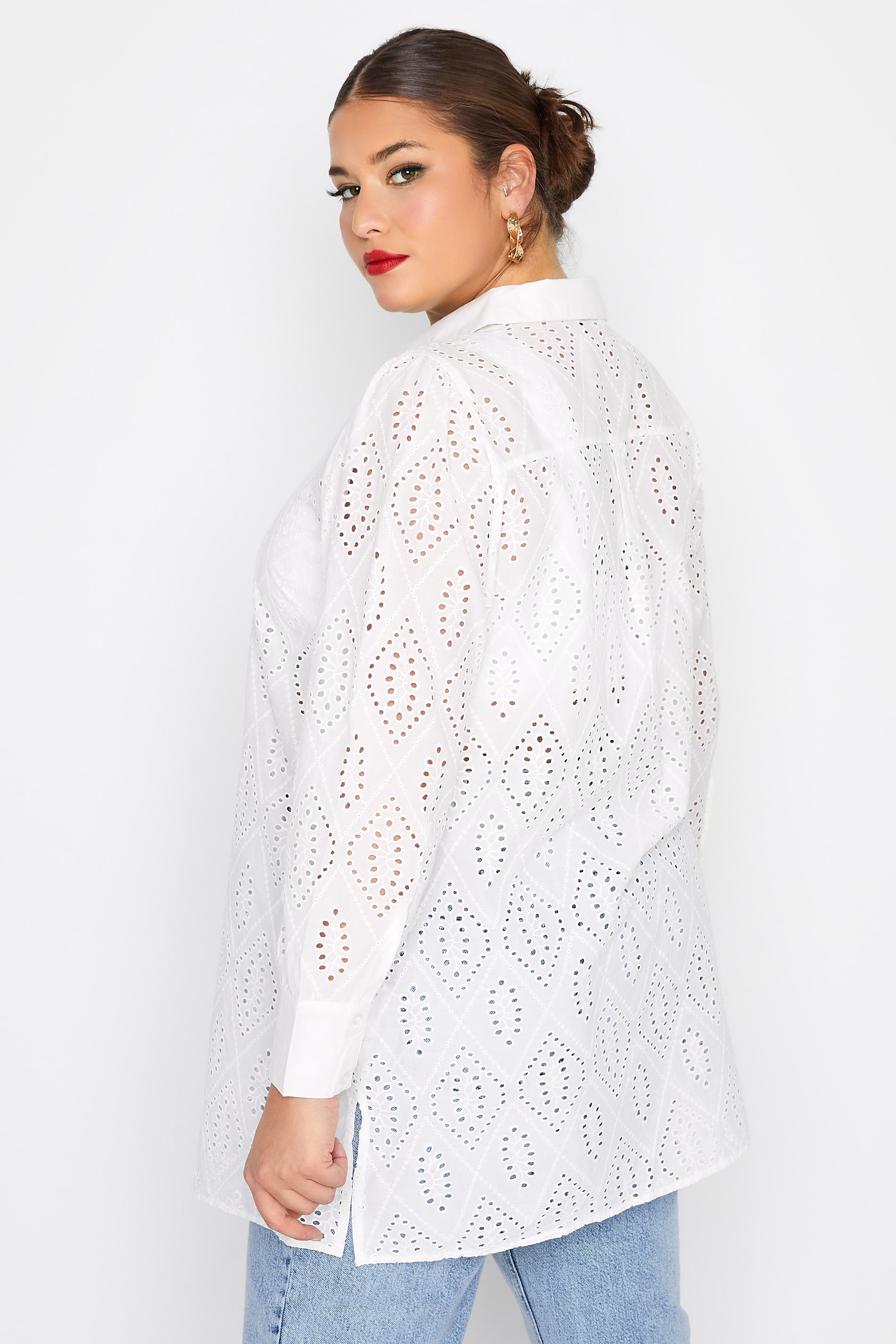 Grande taille  Tops Grande taille  Blouses & Chemisiers | LIMITED COLLECTION - Chemisier Blanc Manches Longues Broderie Anglaise - PI74824