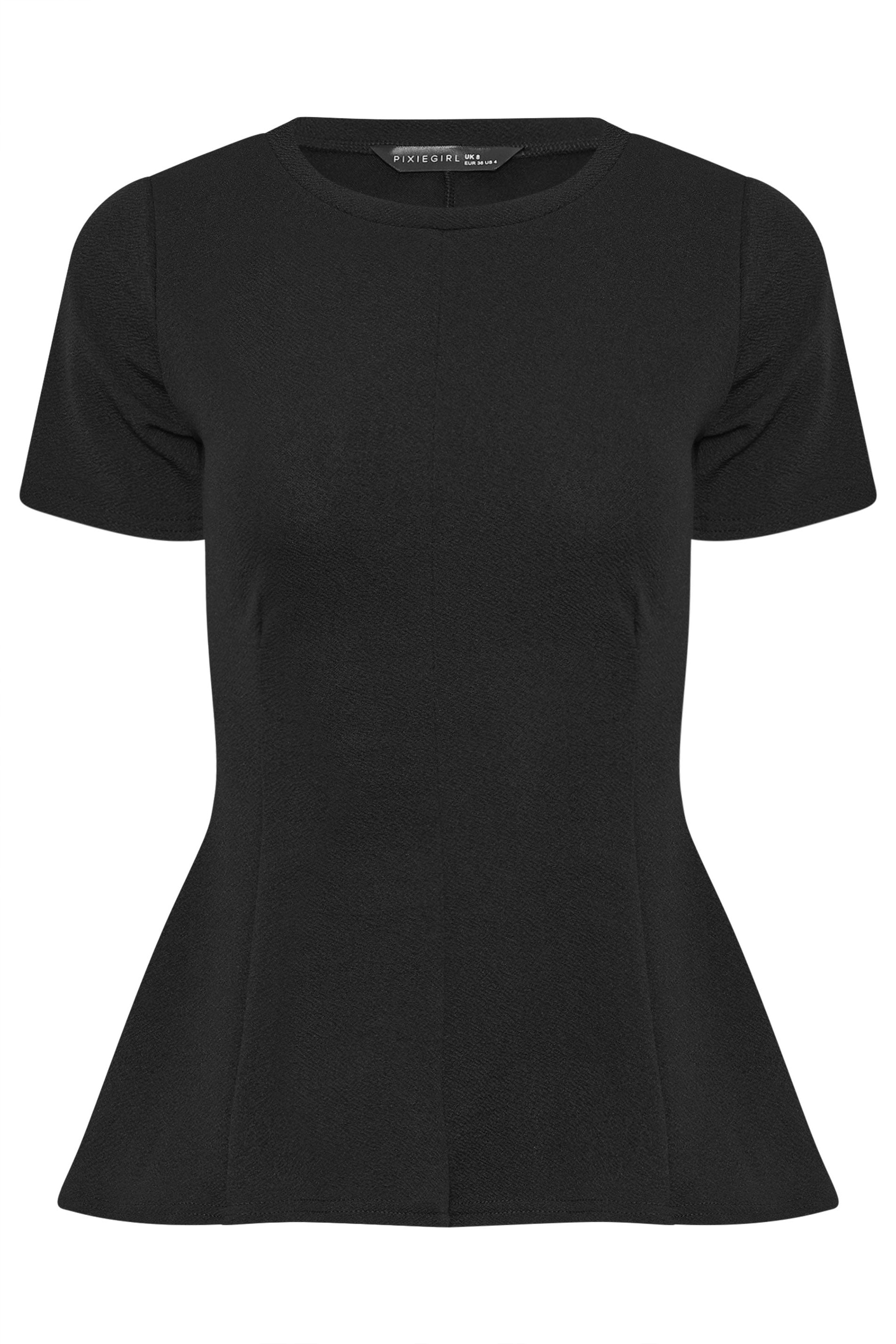 PixieGirl Petite Women's Black Cotton Cinched Waist Top | PixieGirl 5