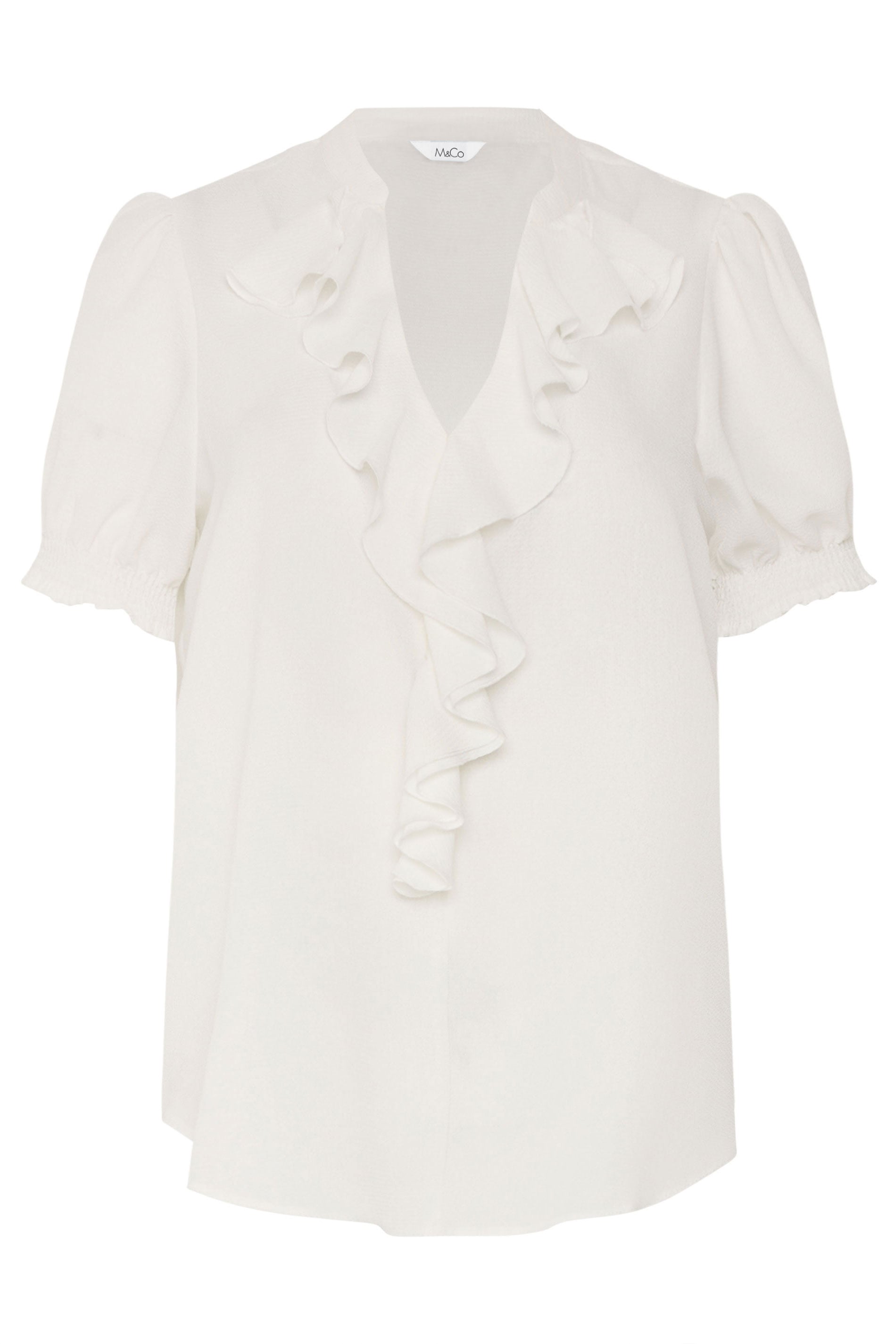 M&Co White Frill Front Short Sleeve Blouse | M&Co 6