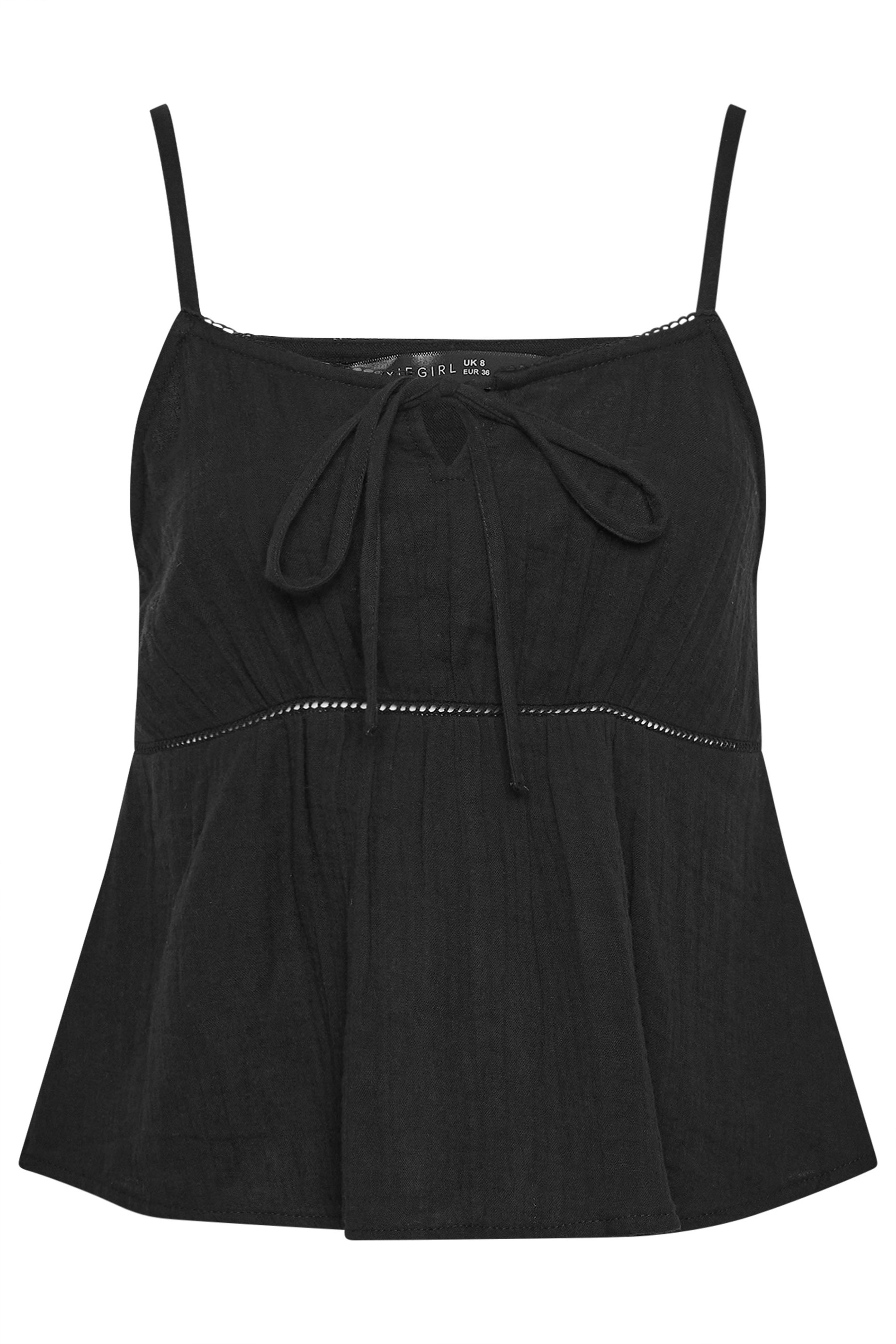 PixieGirl Petite Women's Black Cotton Cheesecloth Cami Top | PixieGirl 6