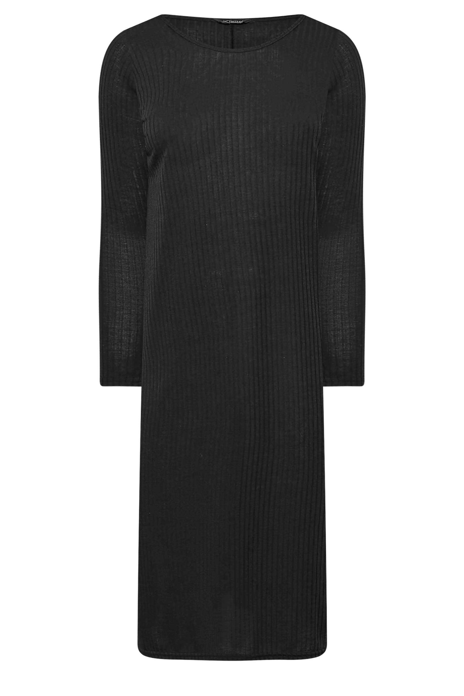 Limited Collection Plus Size Black Ribbed Midi Dress Yours Clothing 