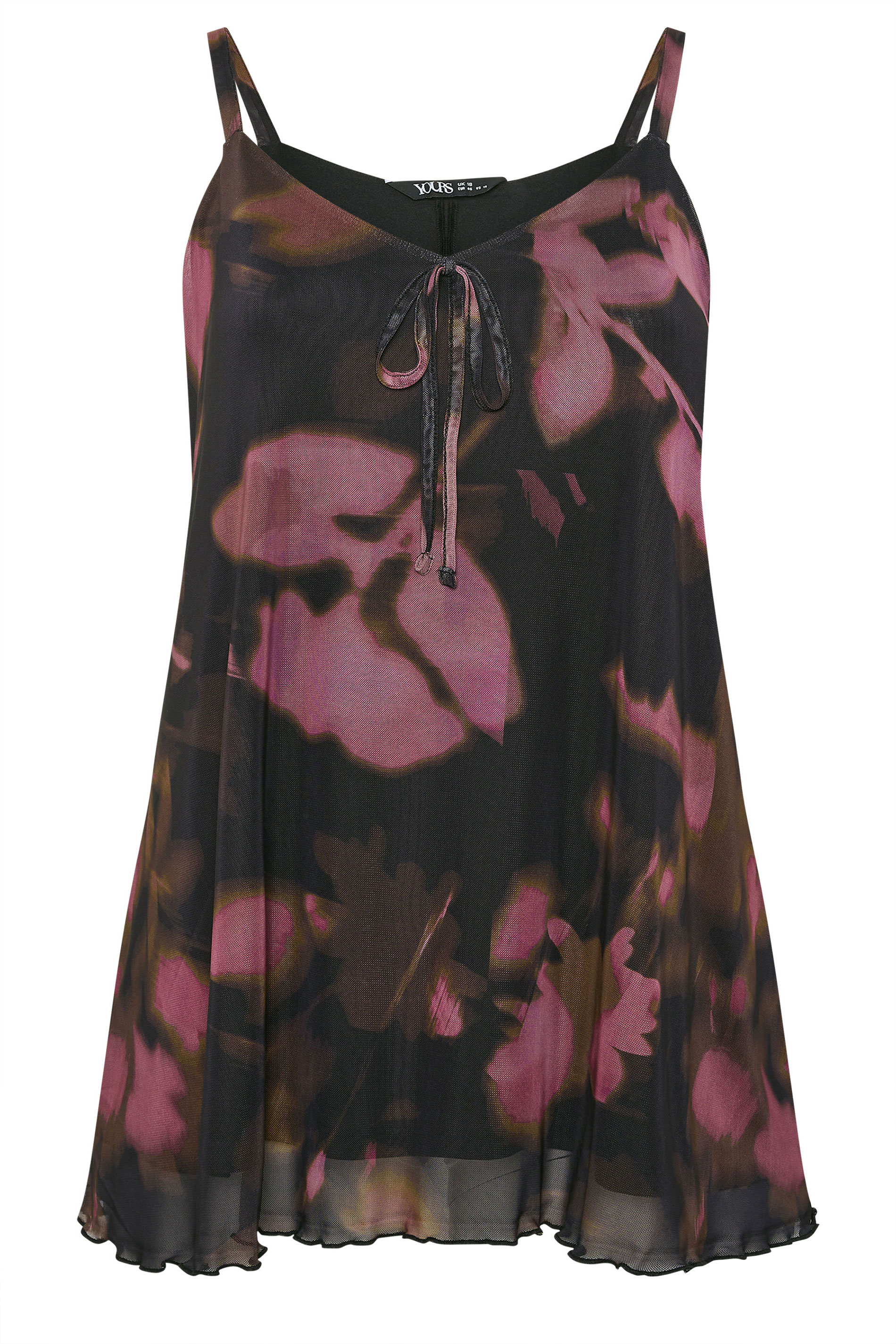 YOURS Plus Size Black Blurred Abstract Mesh Vest Top | Yours Clothing 6