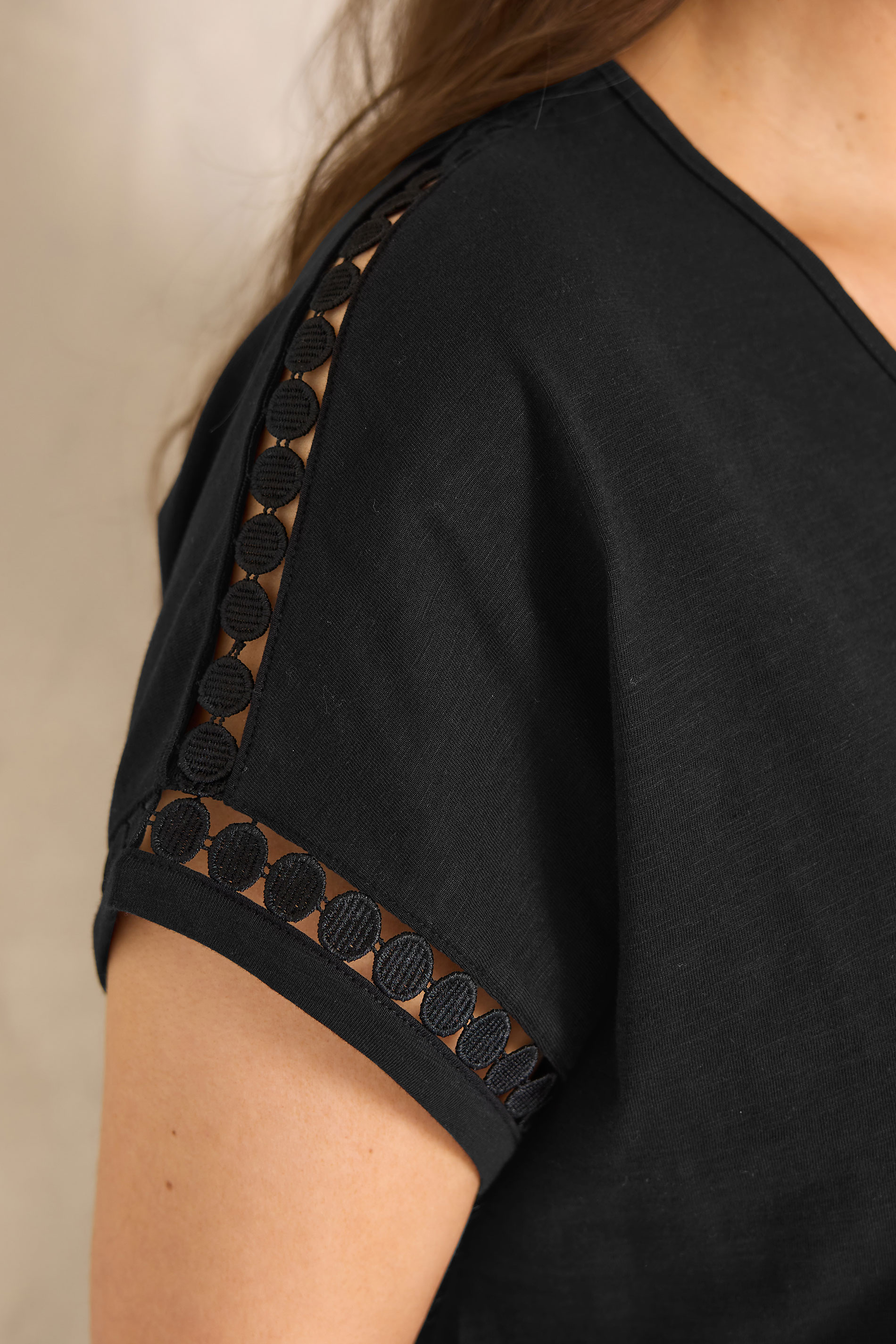 EVANS Plus Size Black Crochet Trim T-Shirt | Evans  5