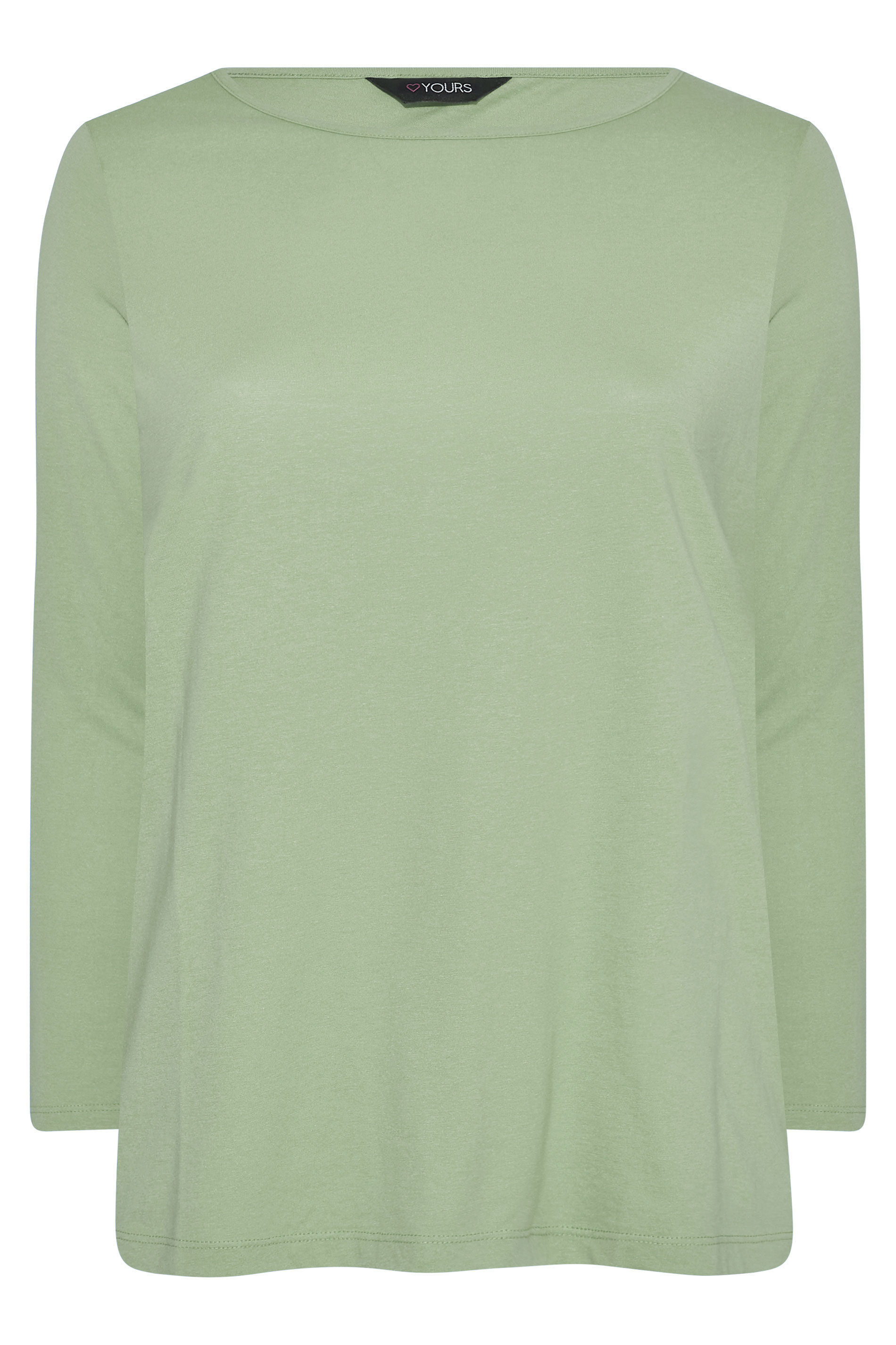 Grande taille  Tops Grande taille  T-Shirts | T-Shirt Vert Pastel Manches Longues en Jersey - CU39783