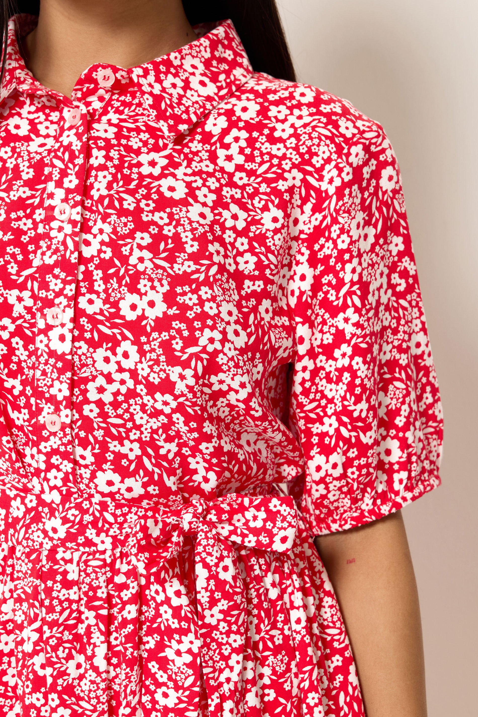 M&Co Petite Red Ditsy Floral Print Dress | M&Co 4