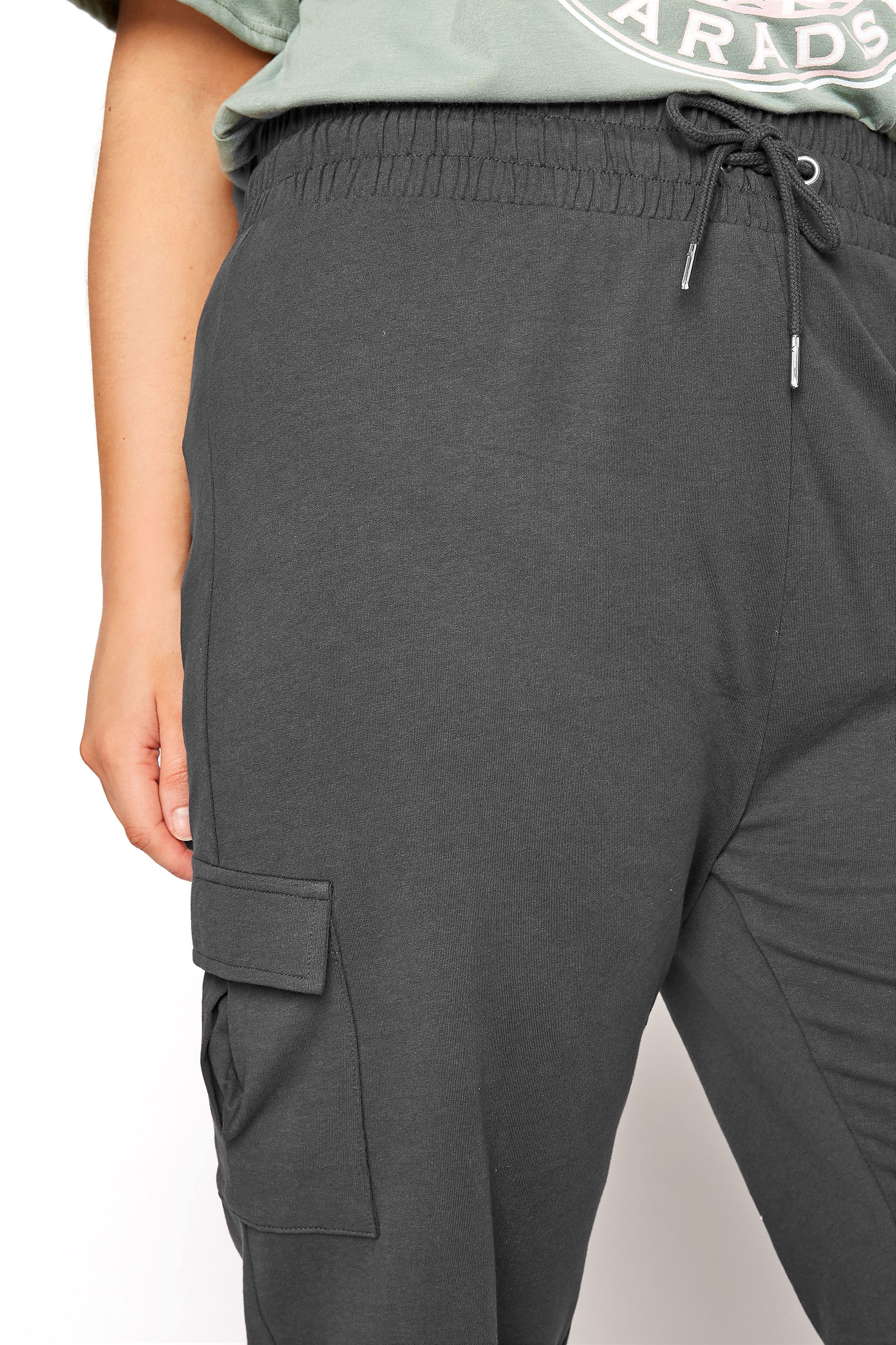 Grey Pleat Cargo Pocket Drawstring Jogger | Yours Clothing