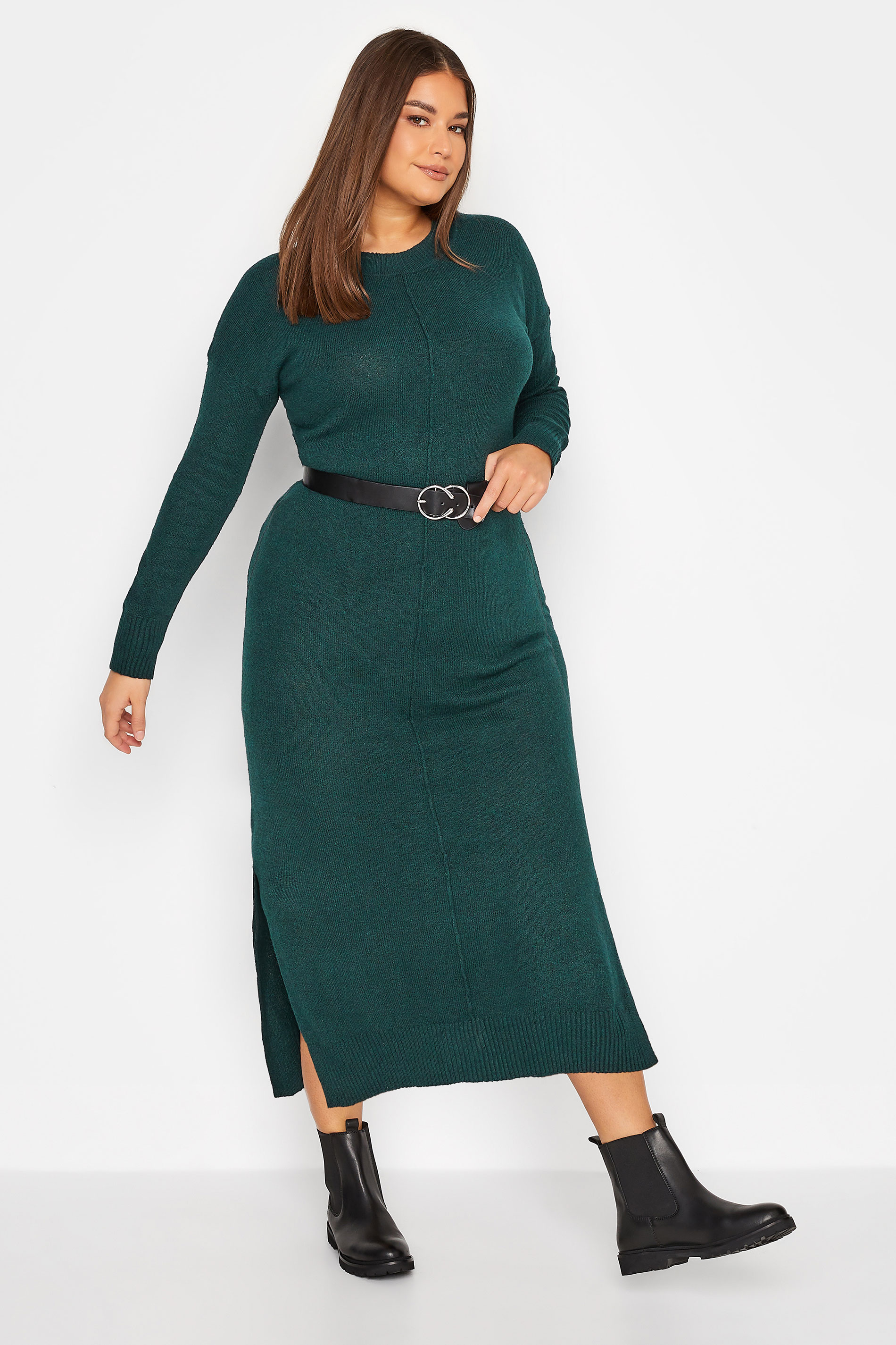 Tall Women's Green Knitted Midi Dress | Long Tall Sally  2