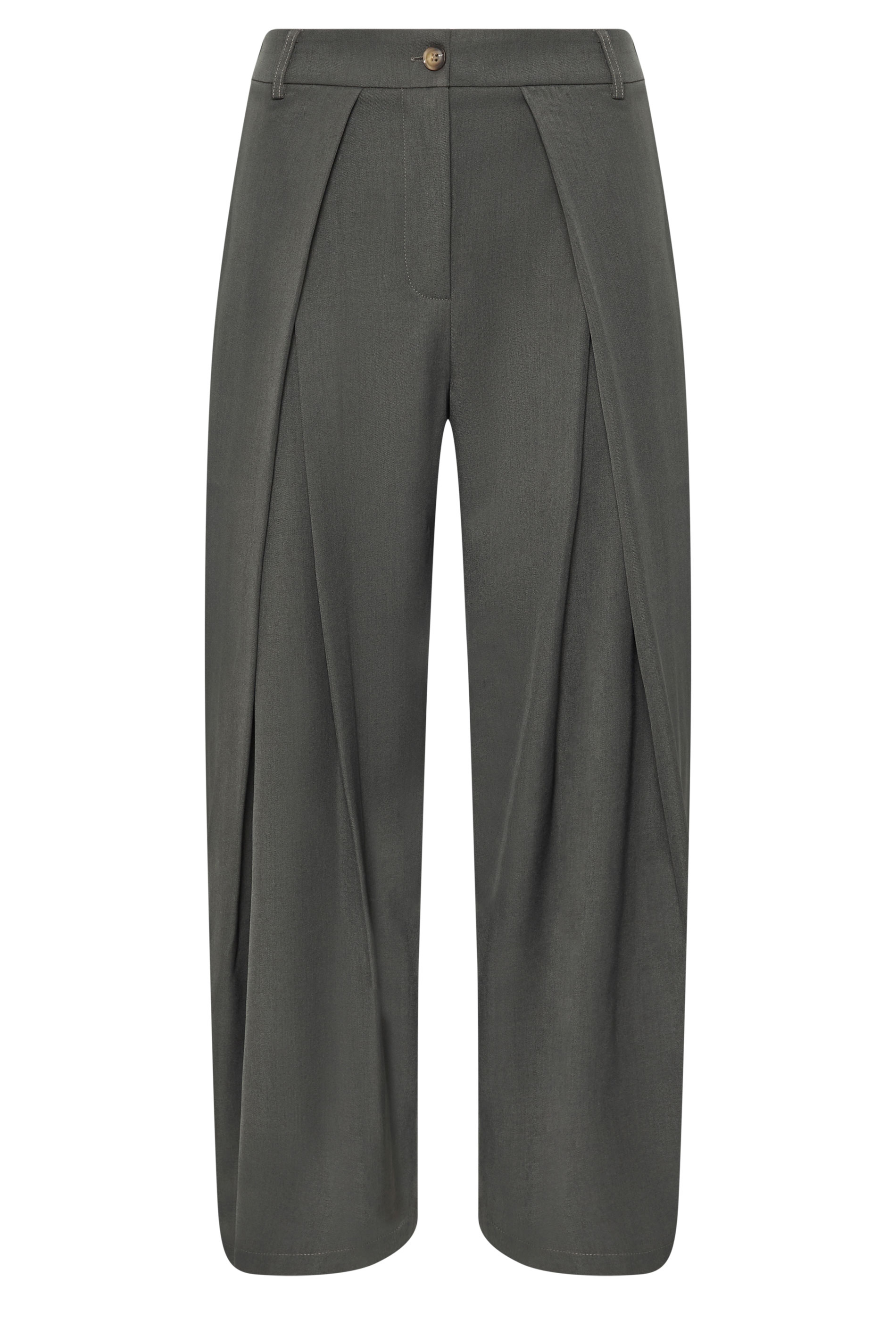 PixieGirl Petite Women's Grey Wrap Pleated Wide Leg Trousers | PixieGirl 1