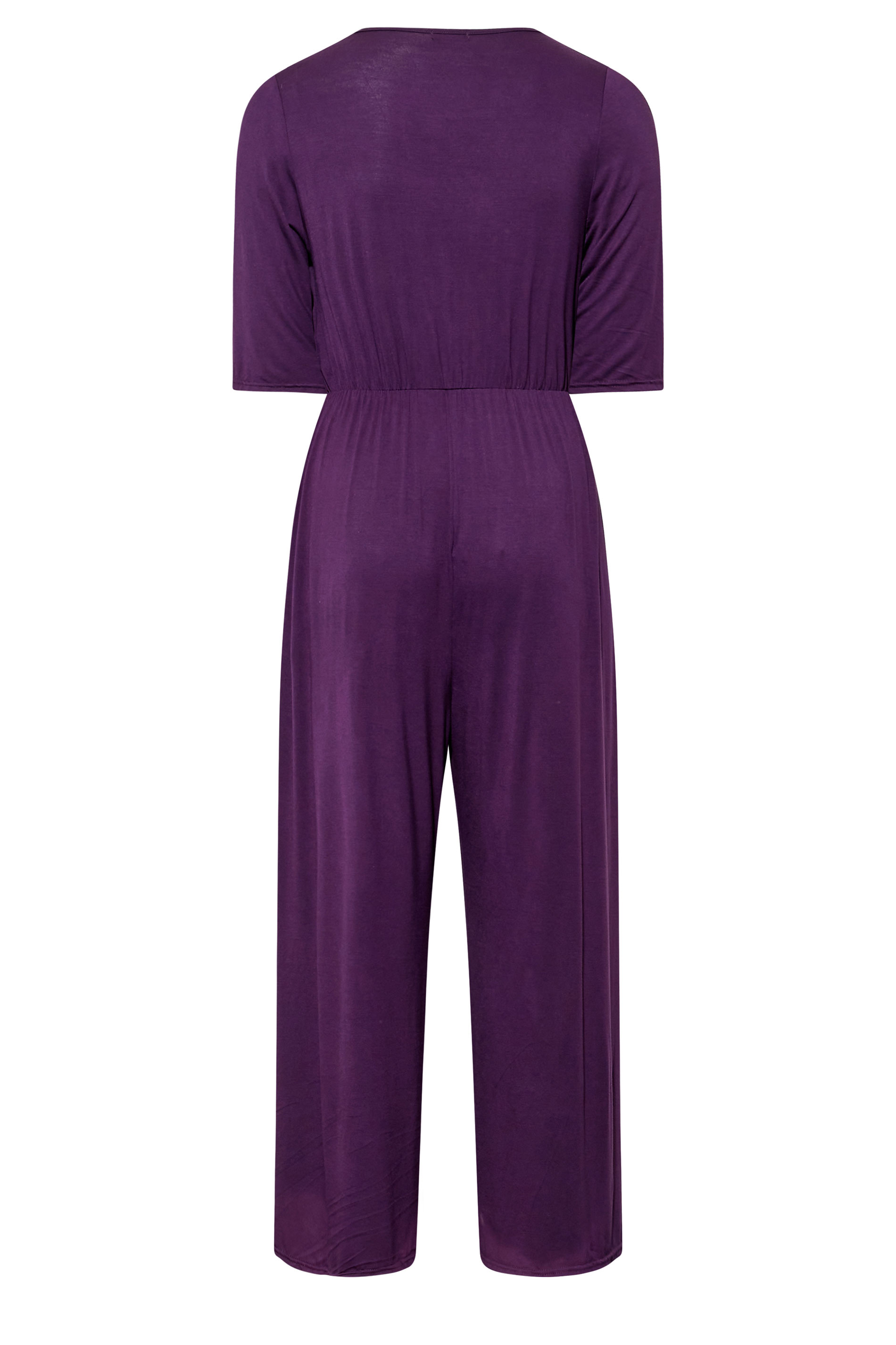 LIMITED Plus Size Dark Purple Wrap Culotte Jumpsuit | Yours Clothing