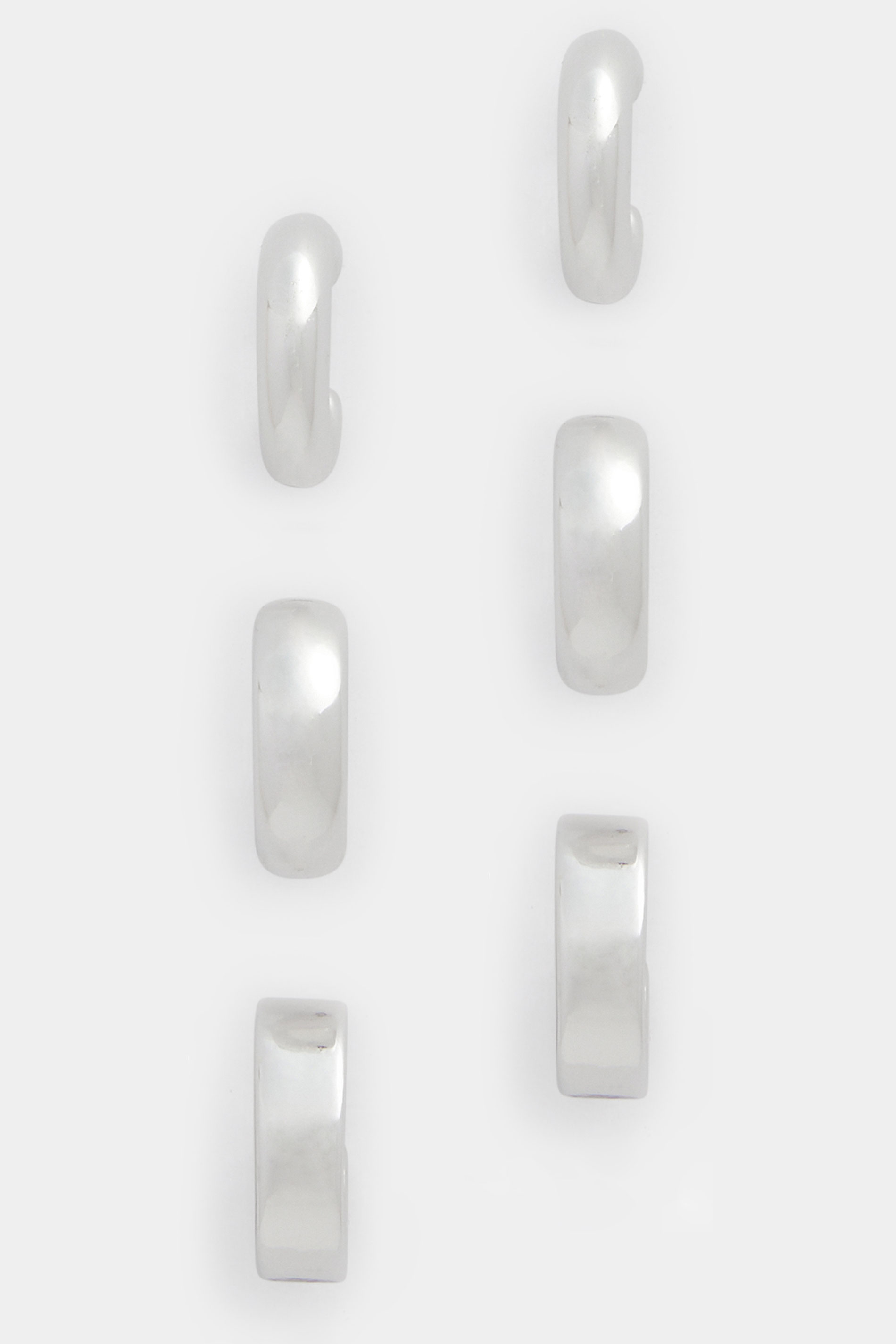YOURSET 3 PACK Silver Tone Mini Hoop Earrings | Yours Clothing 3