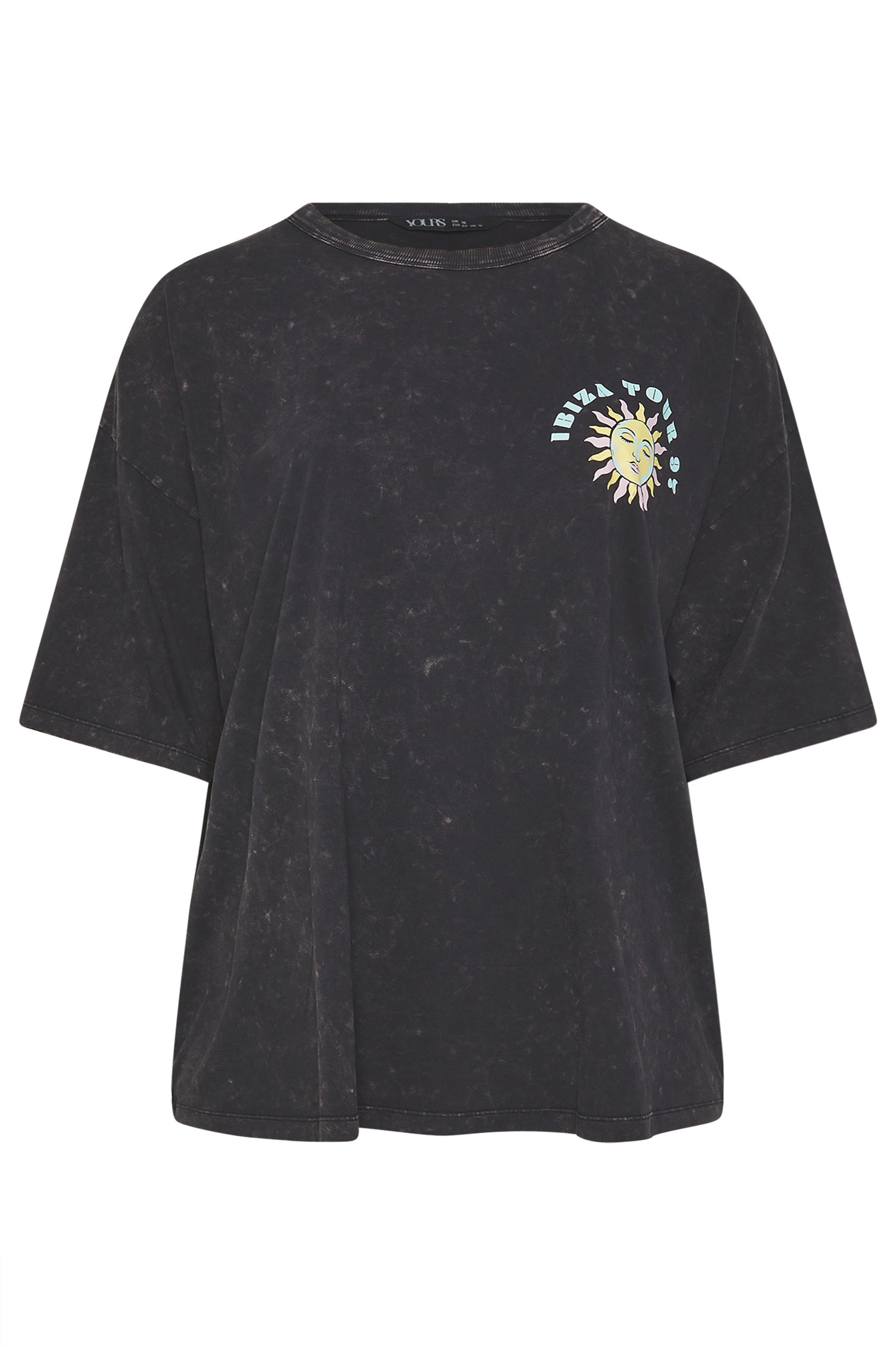 YOURS Plus Size Grey Acid Wash 'Solar Dreams' T-Shirt | Yours Clothing 6