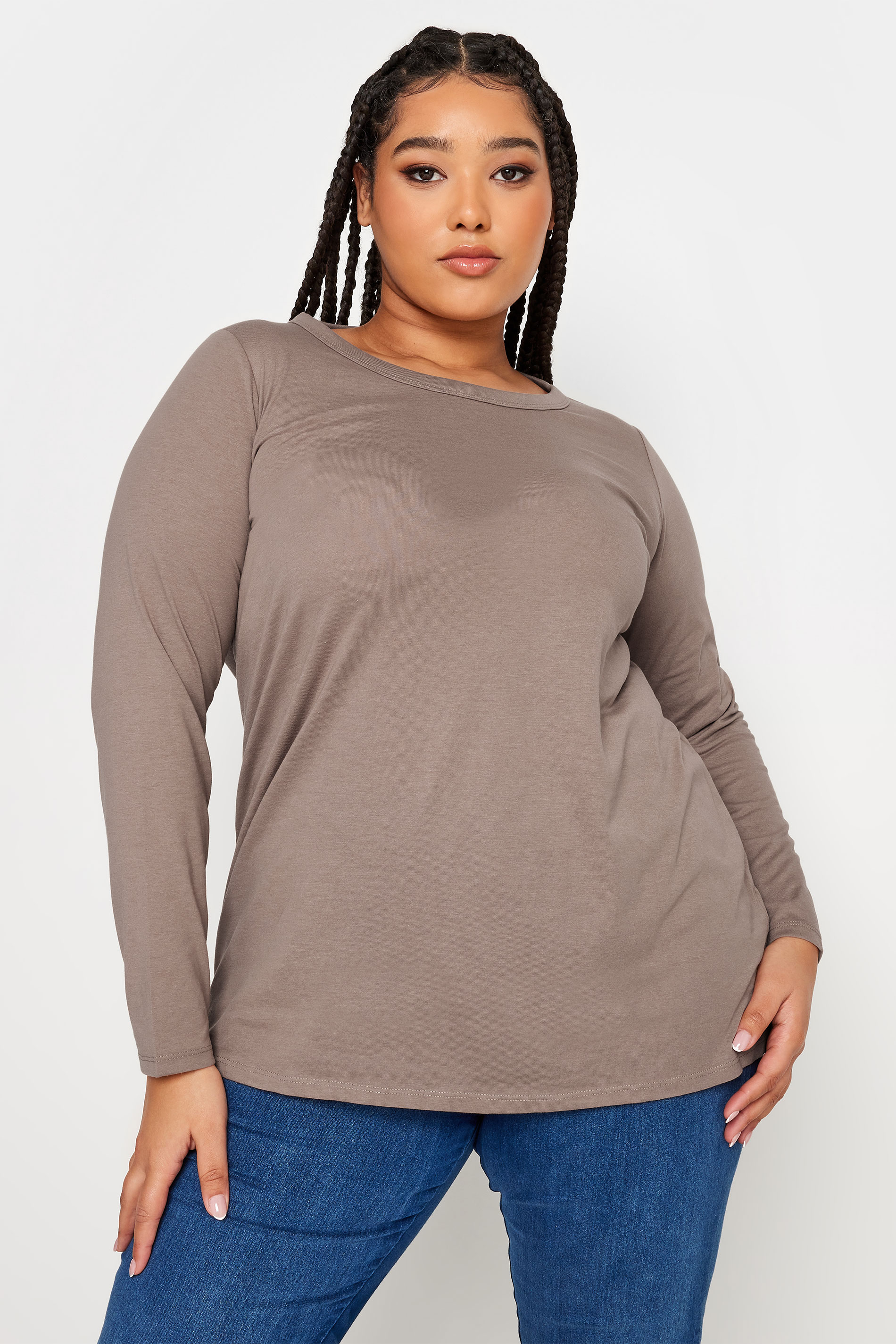 YOURS 3 PACK Plus Size Pink & Black Long Sleeve Tops | Yours Clothing 3
