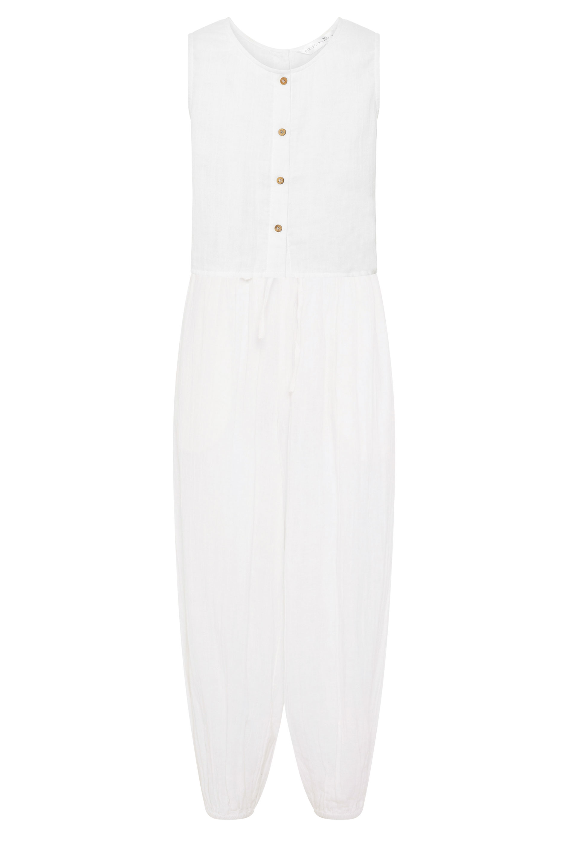 PixieGirl Petite Women's Set White Cotton Cheesecloth Top & Balloon Trousers | PixieGirl 9