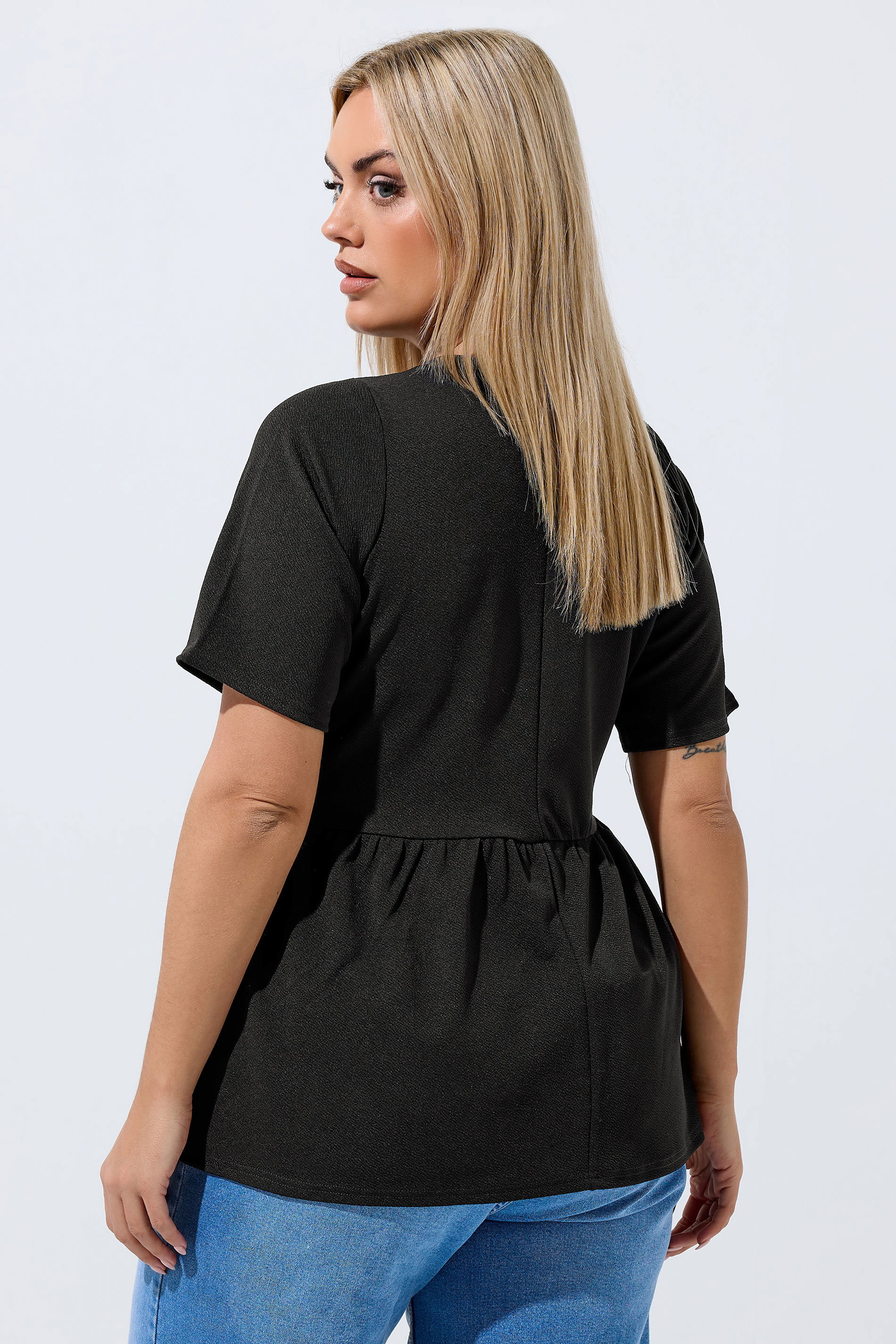 LIMITED COLLECTION Plus Size Black Peplum Top | Yours Clothing 2