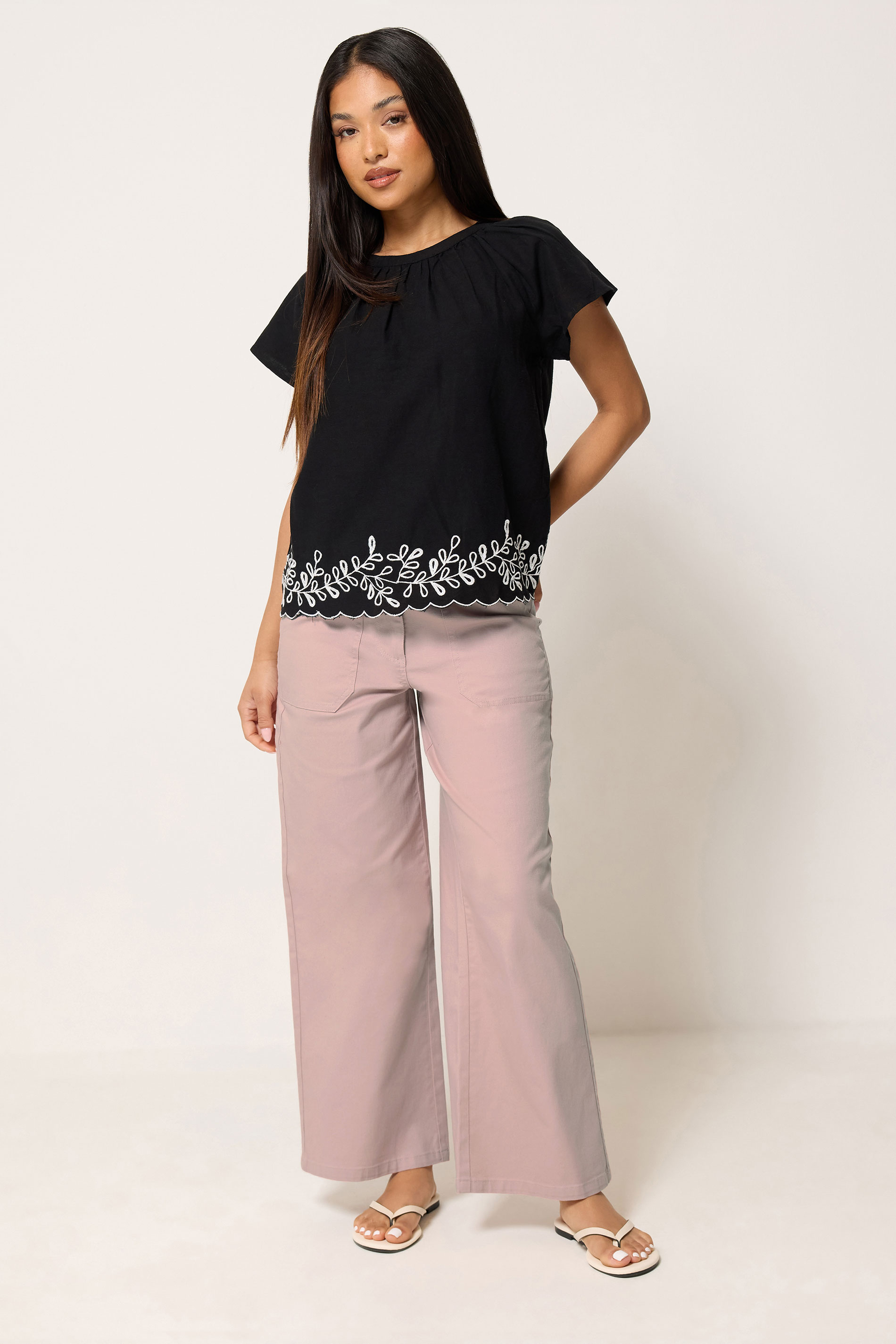 M&Co Petite Pink Wide Leg Carpenter Trousers | M&Co 1