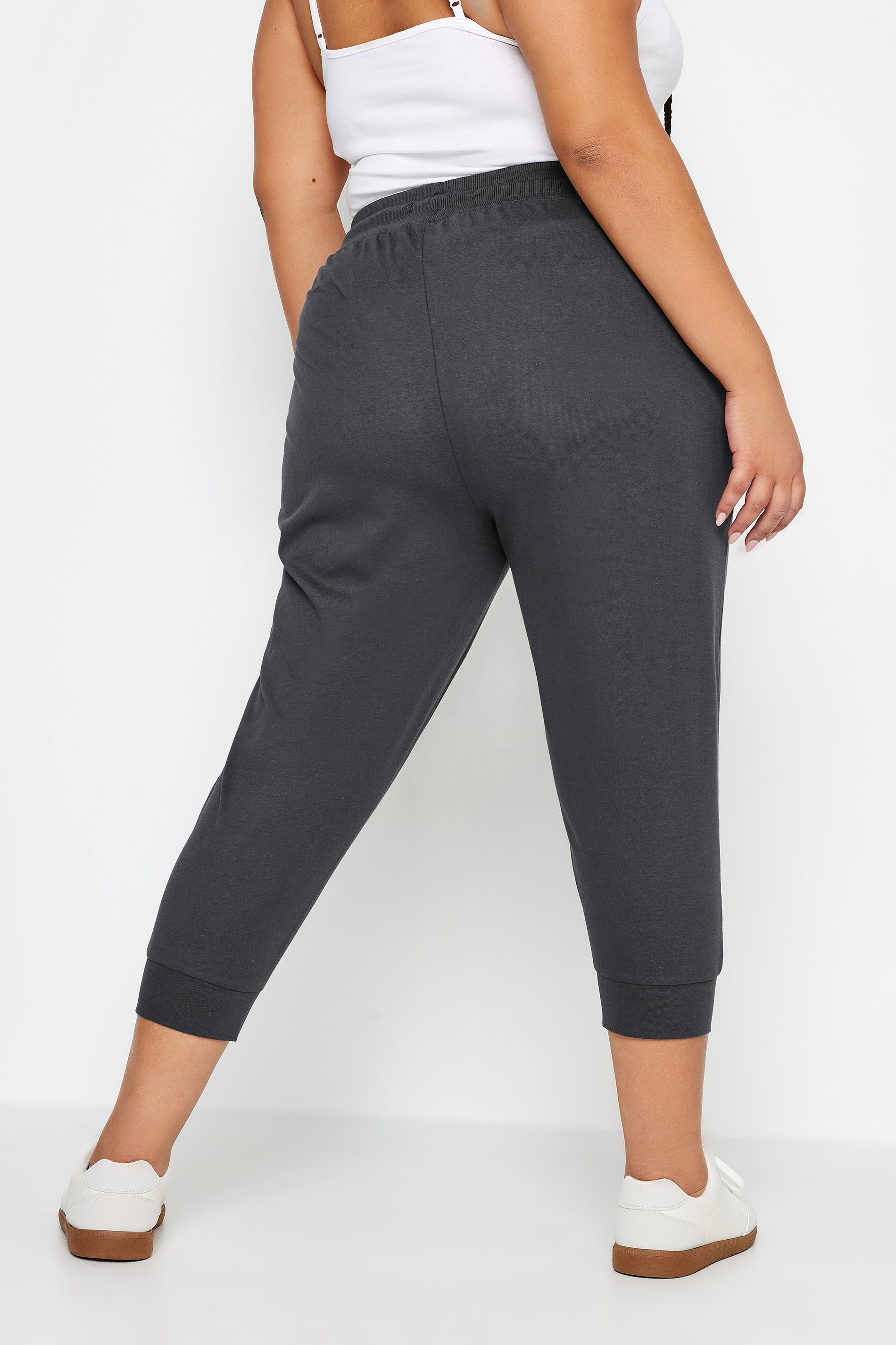 YOURS Plus Size Charcoal Grey Cropped Joggers | Yours Clothing 3