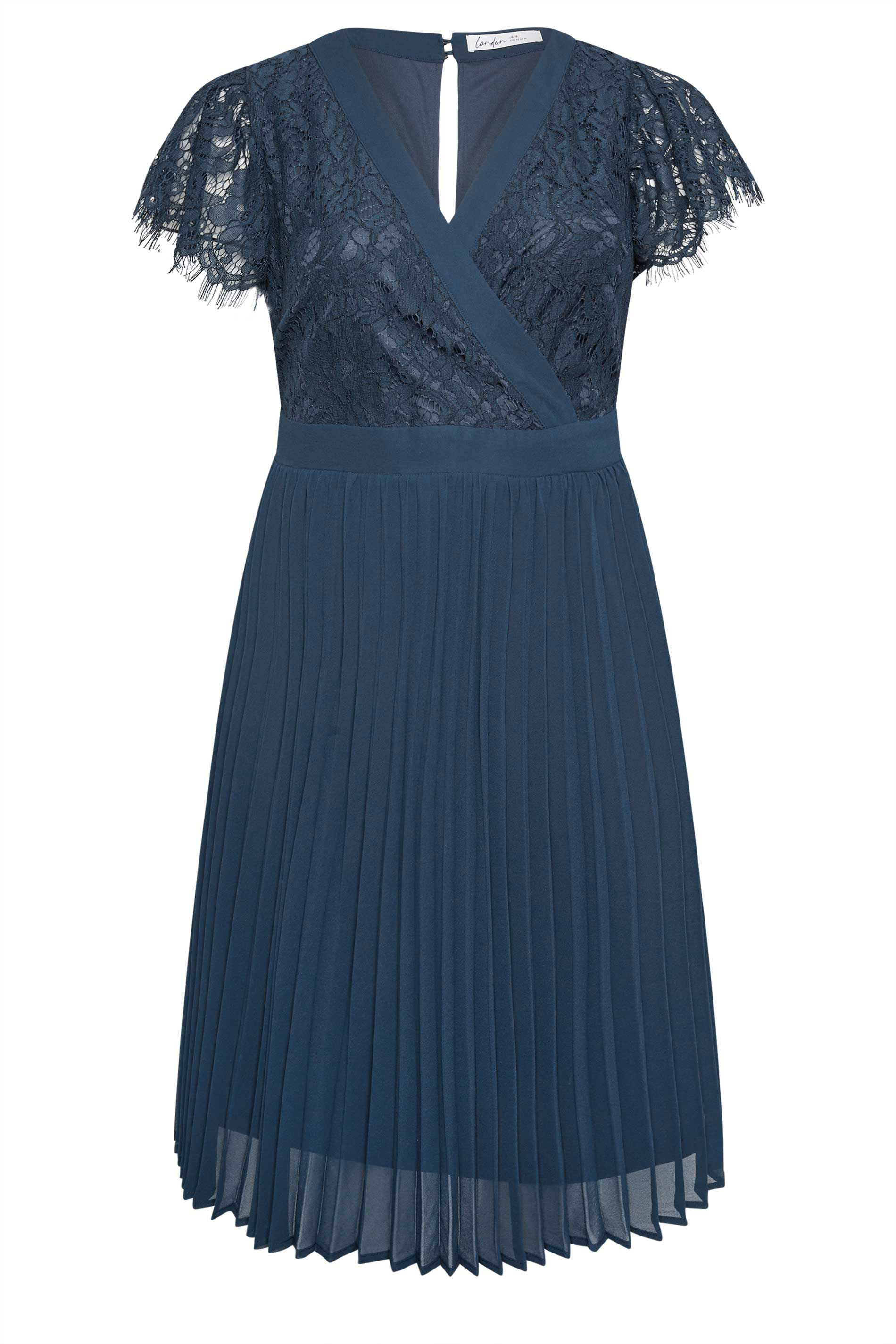 YOURS LONDON Plus Size Navy Blue Lace Wrap Midi Dress | Yours Clothing 2