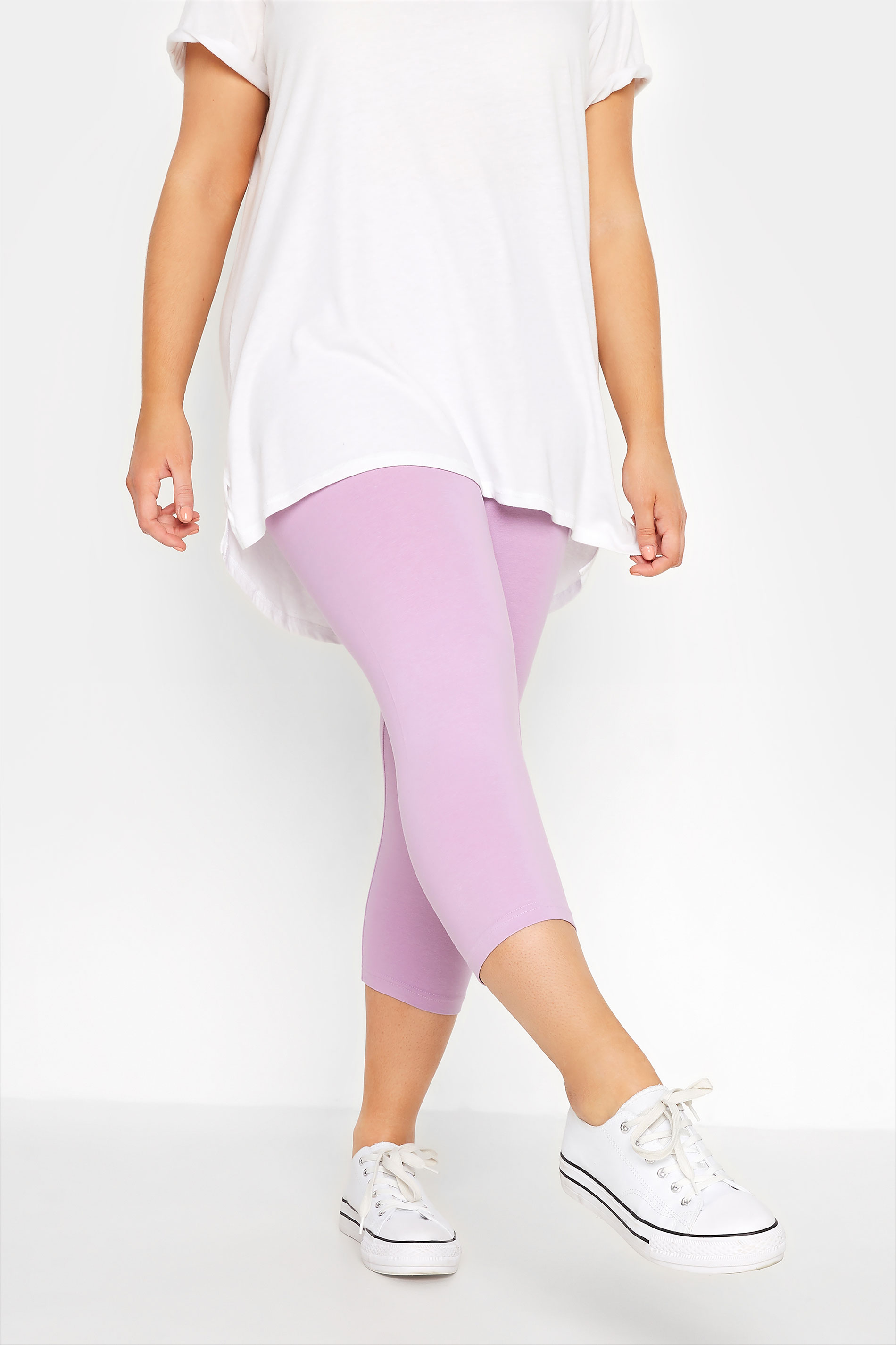 YOURS FOR GOOD Curve Lilac Purple Cropped Leggings_A.jpg