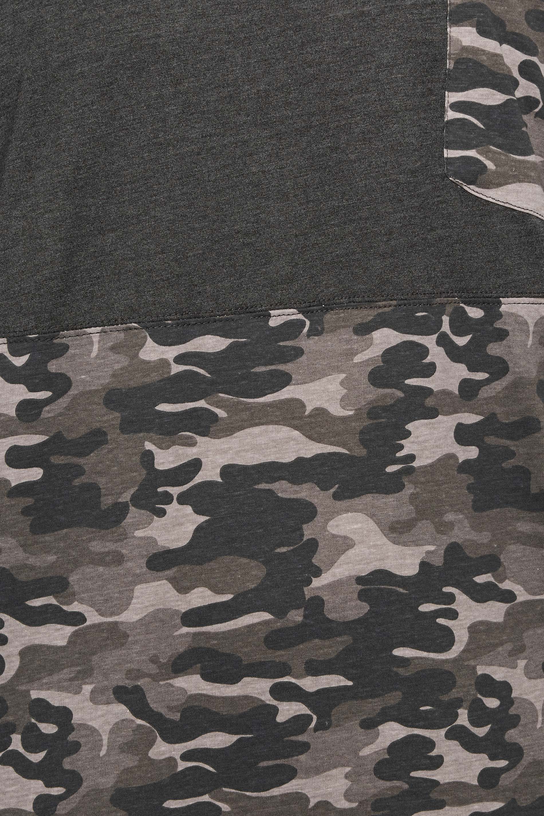KAM Big & Tall Charcoal Grey Camo Pannelled T-Shirt | BadRhino 2