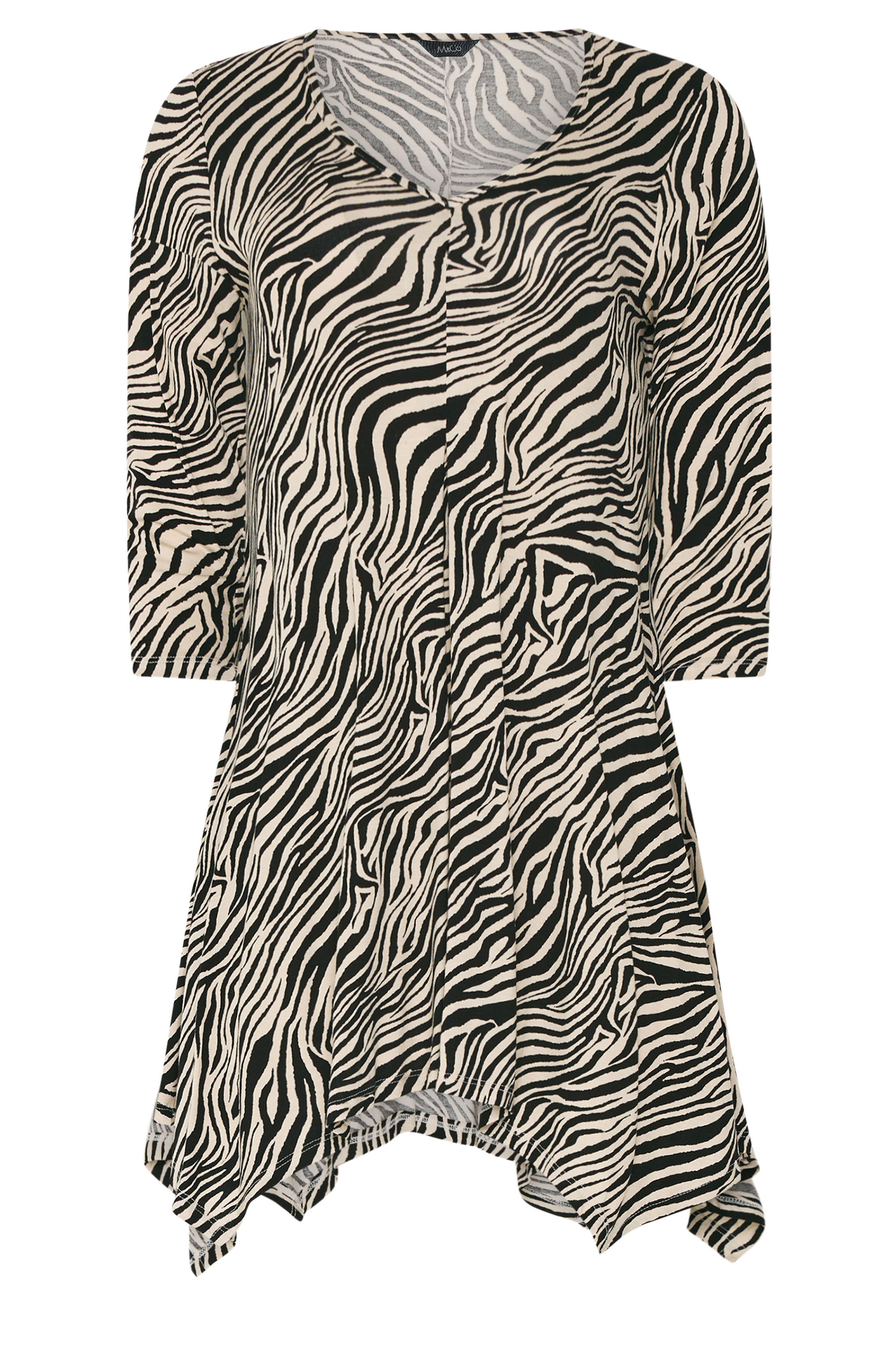 M&Co Black Zebra Print Hanky Hem Top | M&Co 5
