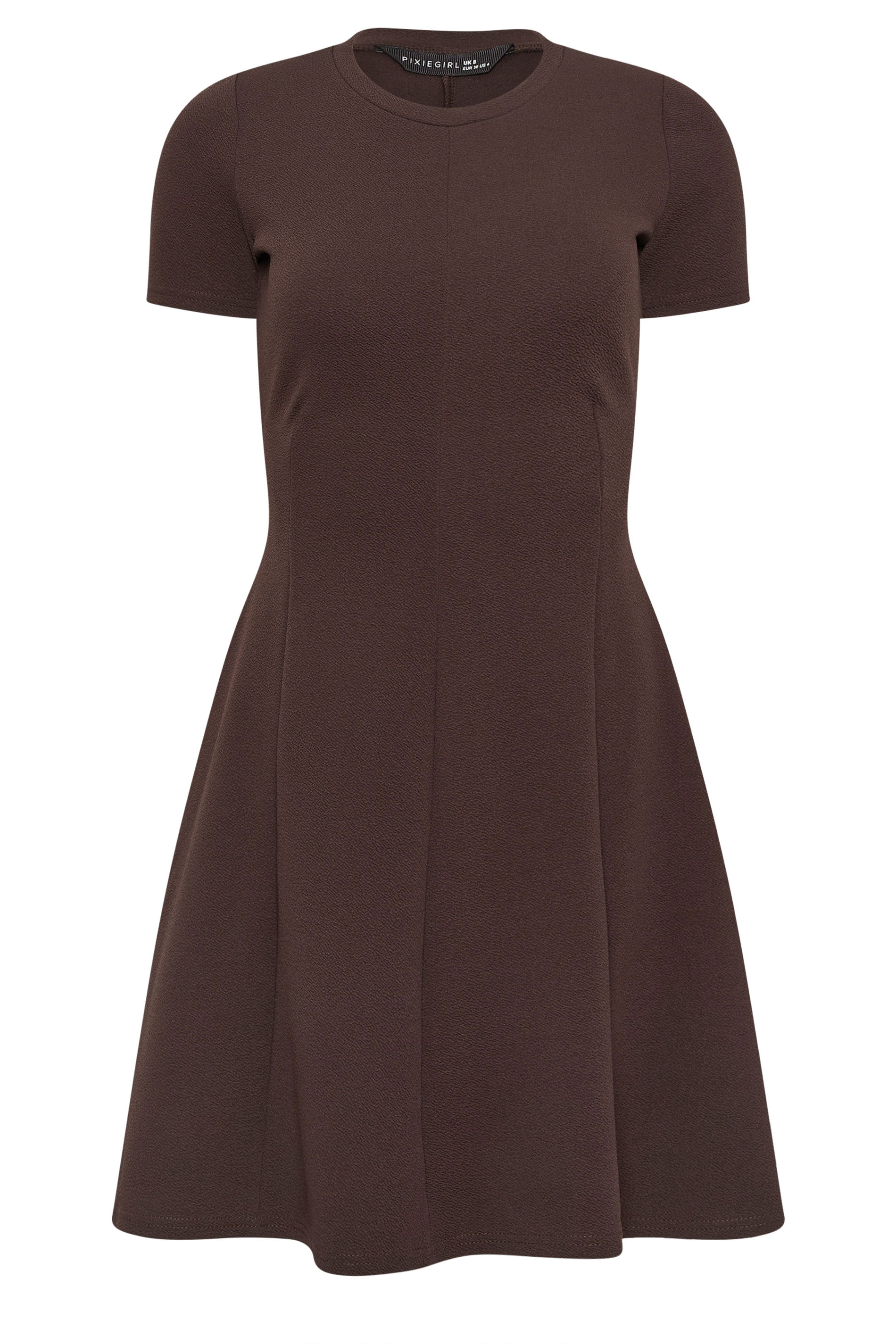 PixieGirl Petite Women's Chocolate Brown Textured Mini Dress | PixieGirl 5