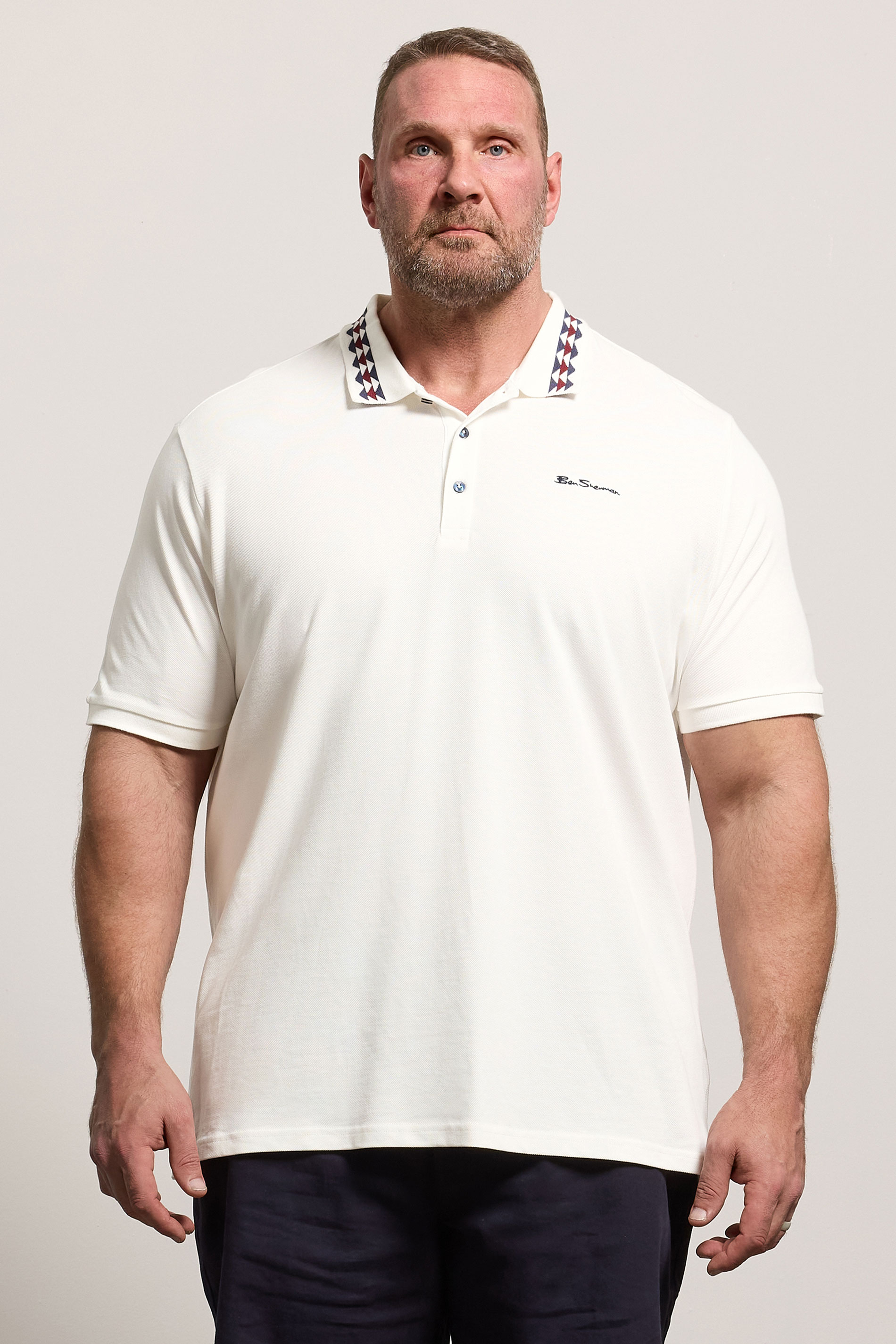 Ben Sherman Big & Tall White Pique Polo Shirt | BadRhino 3
