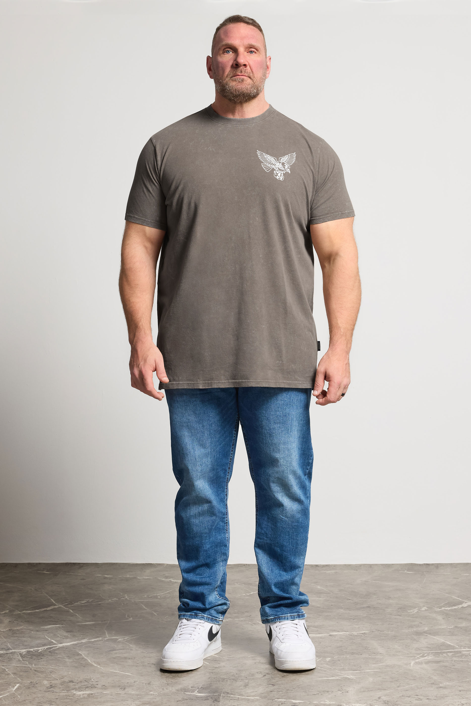 BadRhino Big & Tall Brown Extra Long Acid Wash Falcon Graphic T-Shirt | BadRhino 1