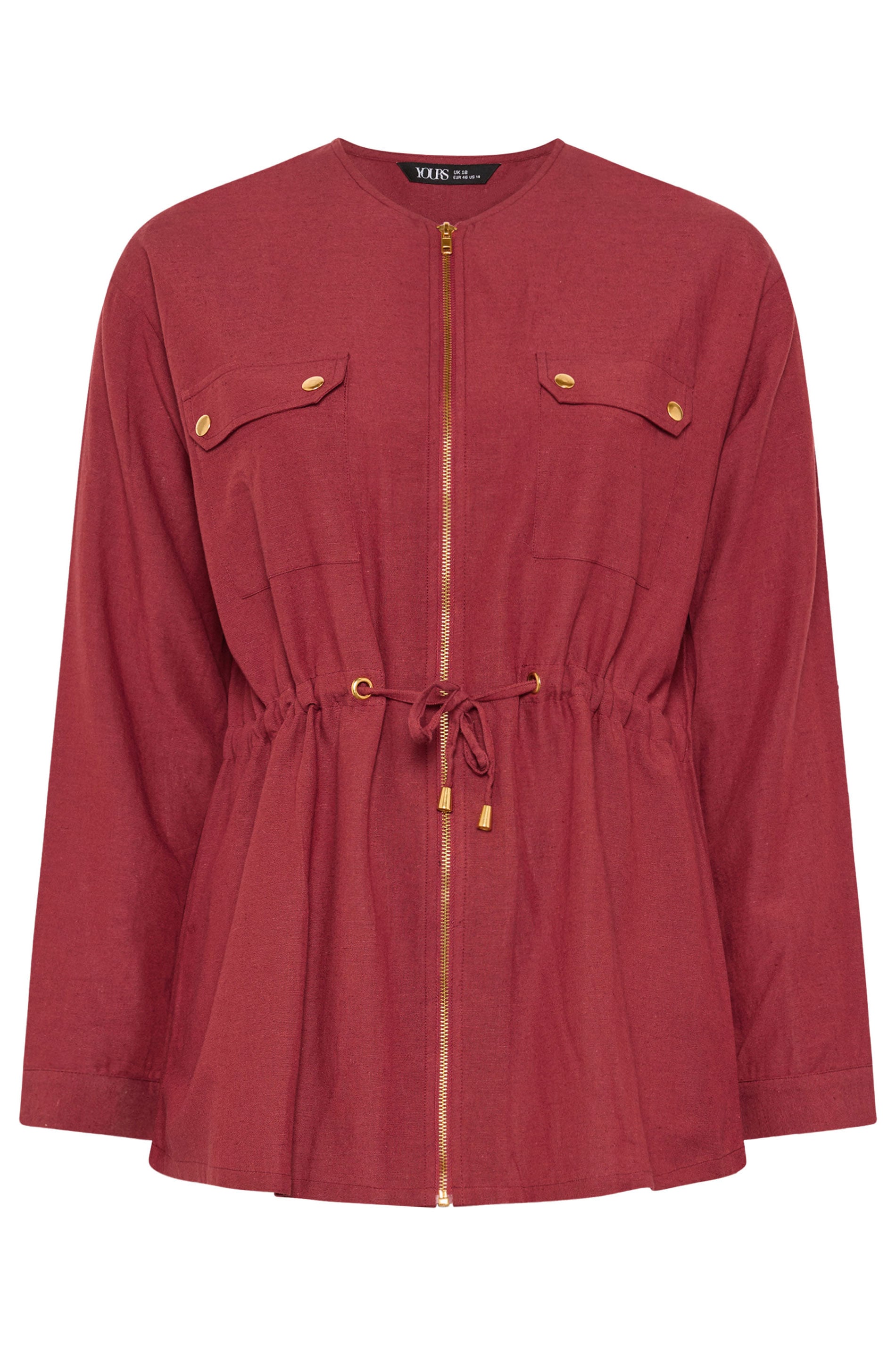YOURS Plus Size Red Linen Shacket | Yours Clothing 7