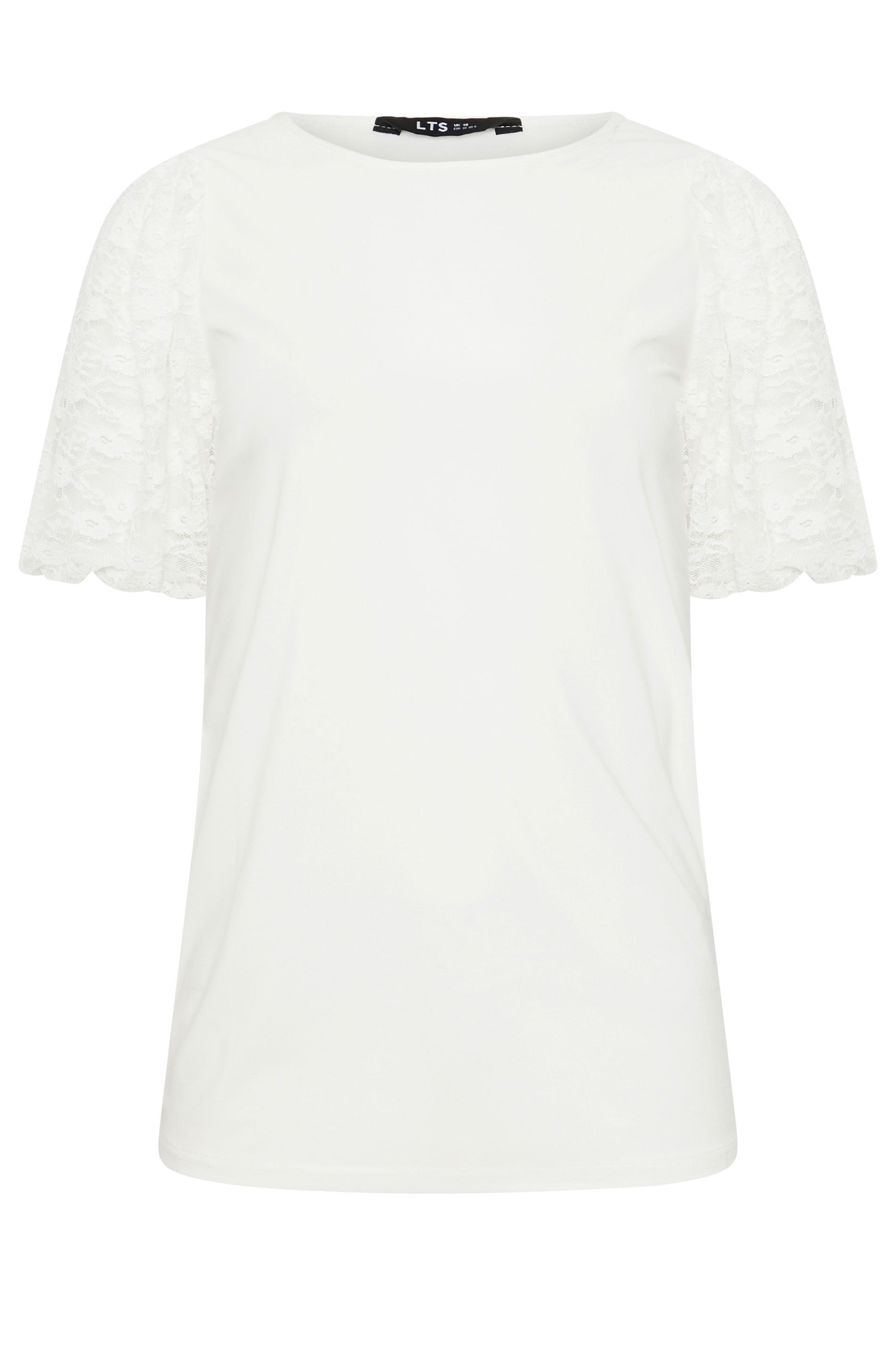 LTS Tall Women's White Lace Sleeve T-Shirt | Long Tall Sally 6