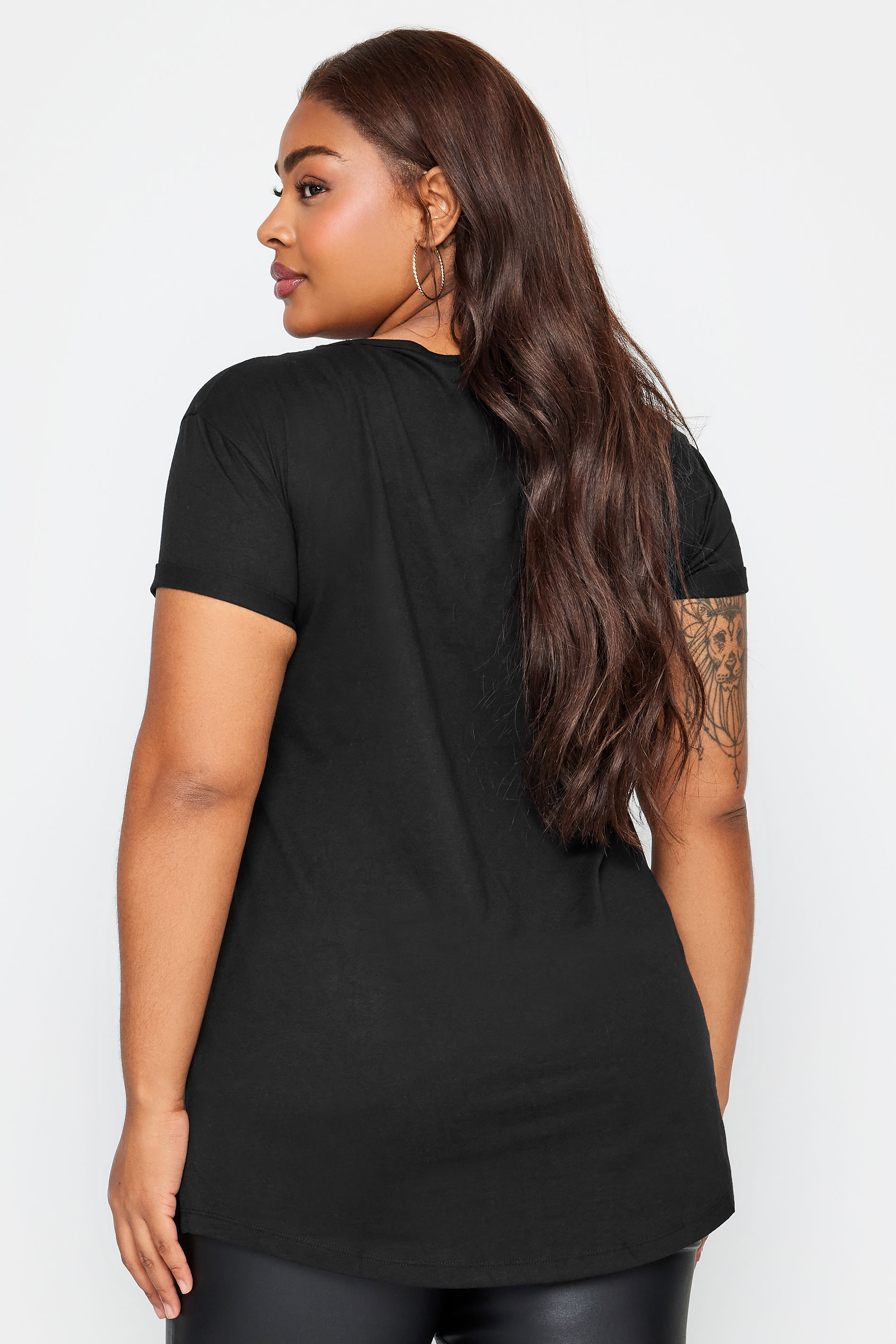 YOURS Plus Size Black 'Merry Christmas' Slogan T-Shirt | Yours Clothing 3