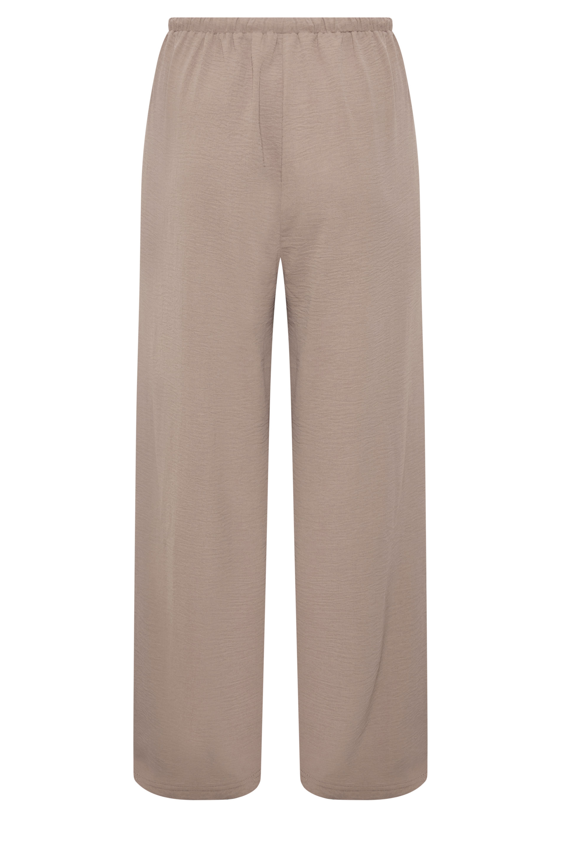 EVANS Plus Size Mocha Brown Tie Waist Wide Leg Trousers | Evans 2