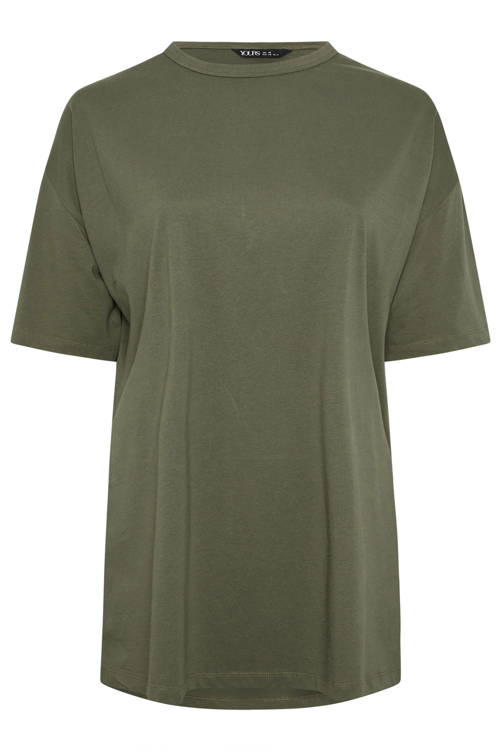 YOURS Plus Size Khaki Green Side Split Longline T-Shirt | Yours Clothing 6