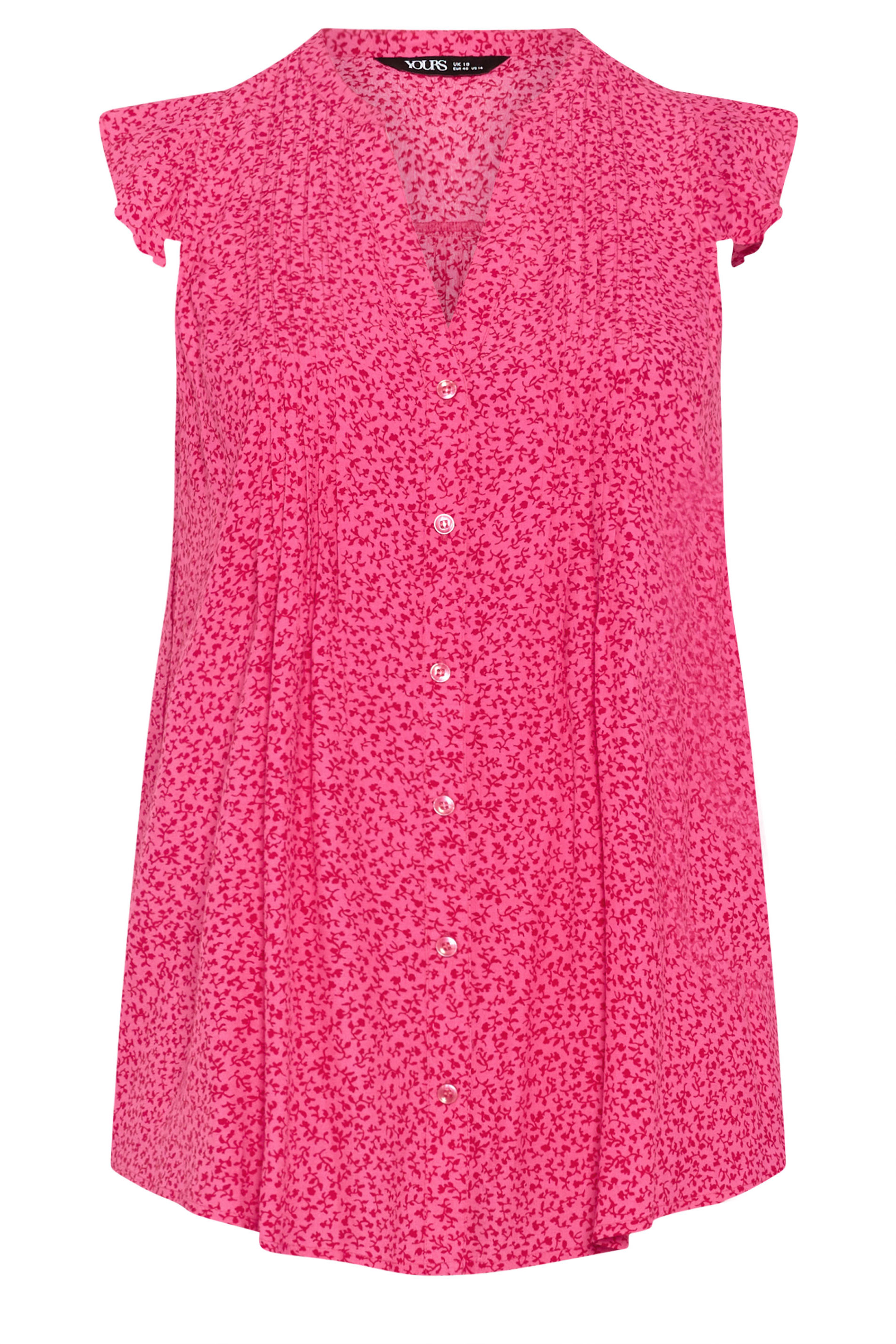 YOURS Plus Size Pink Leaf Pintuck Blouse | Yours Clothing 5