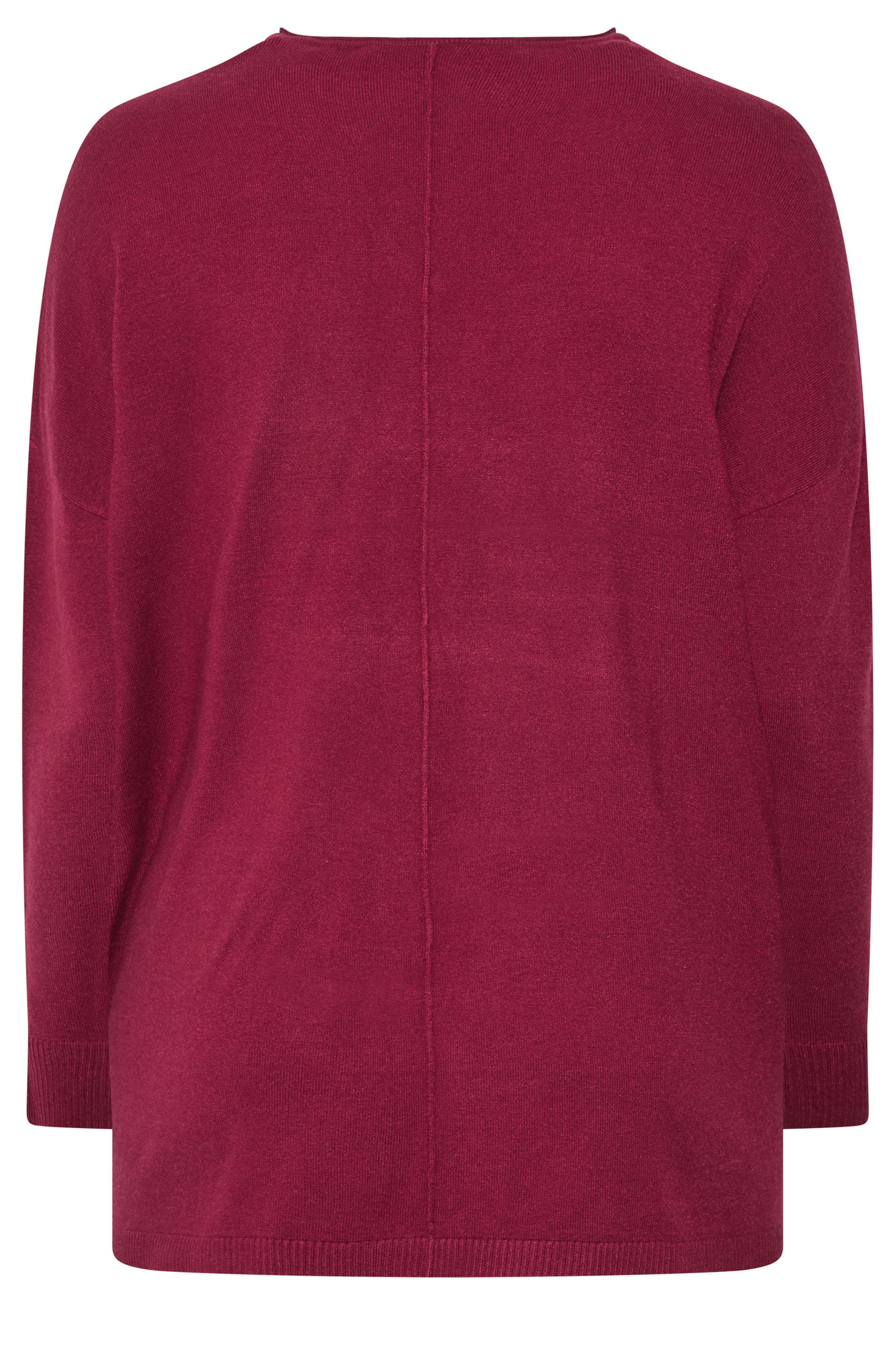 EVANS Plus Size Wine Red Seam Detail Jumper | Evans 2