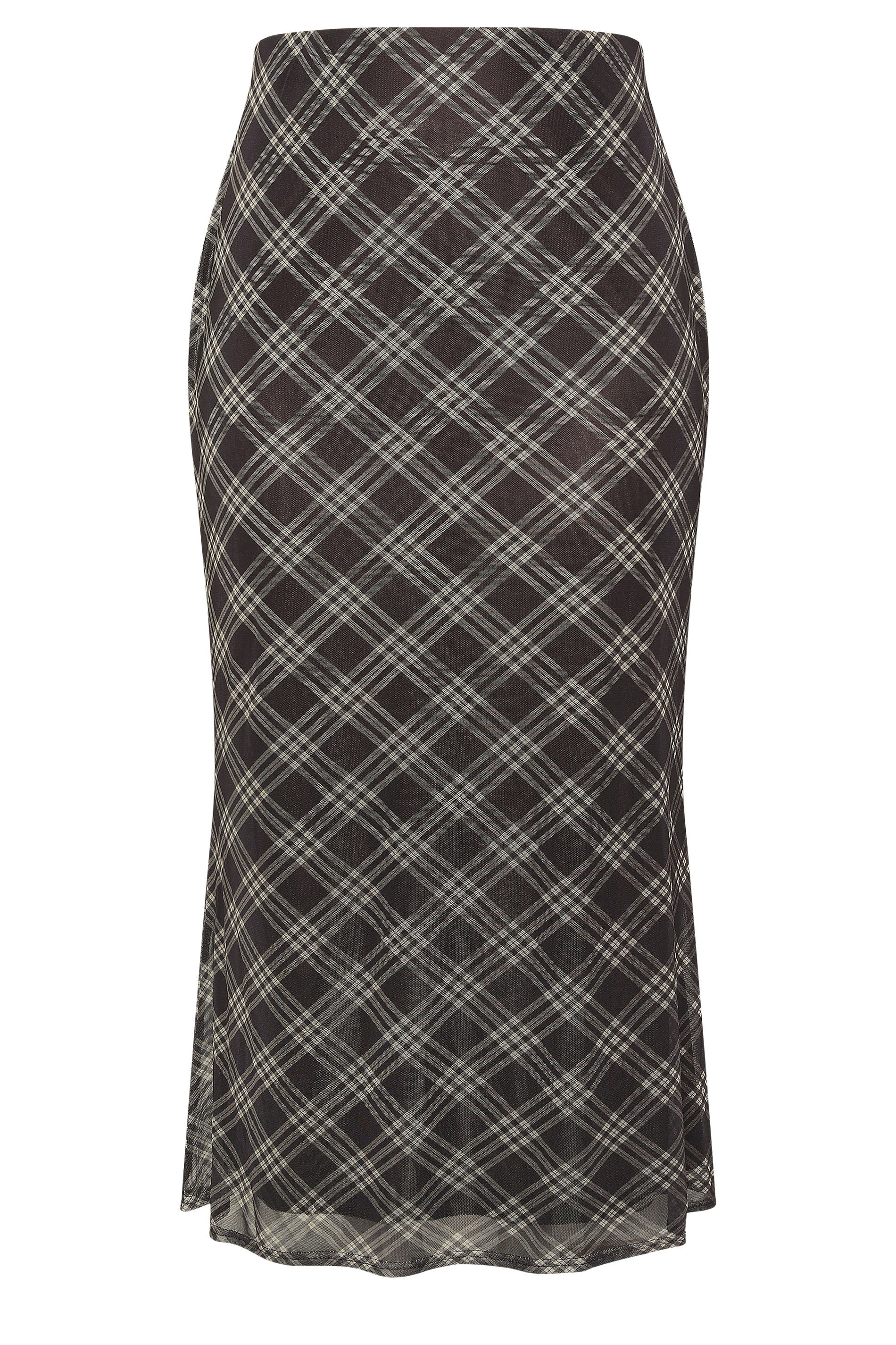 LIMITED COLLECTION Plus Size Brown Checked Mesh Skirt | Yours Clothing 7