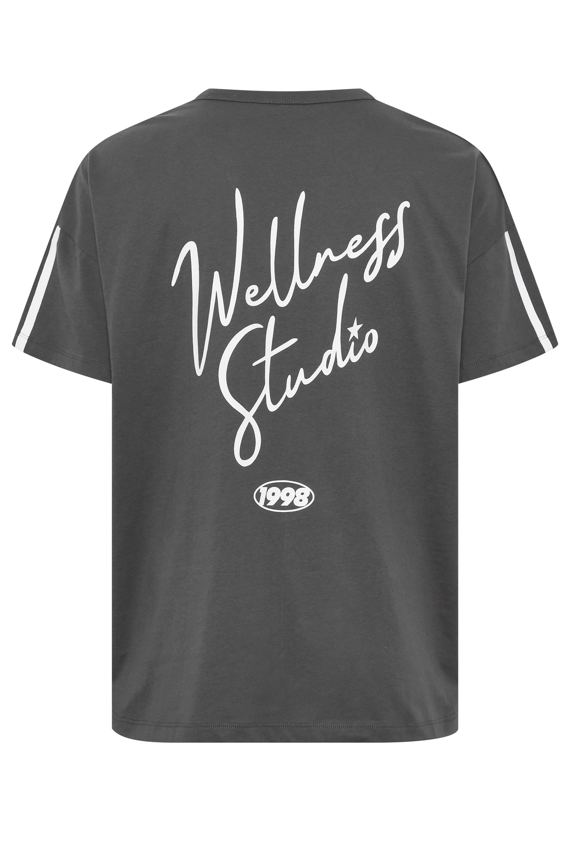 YOURS ACTIVE Plus Size Charcoal Grey 'Wellness Studio' T-Shirt | Yours Clothing 2