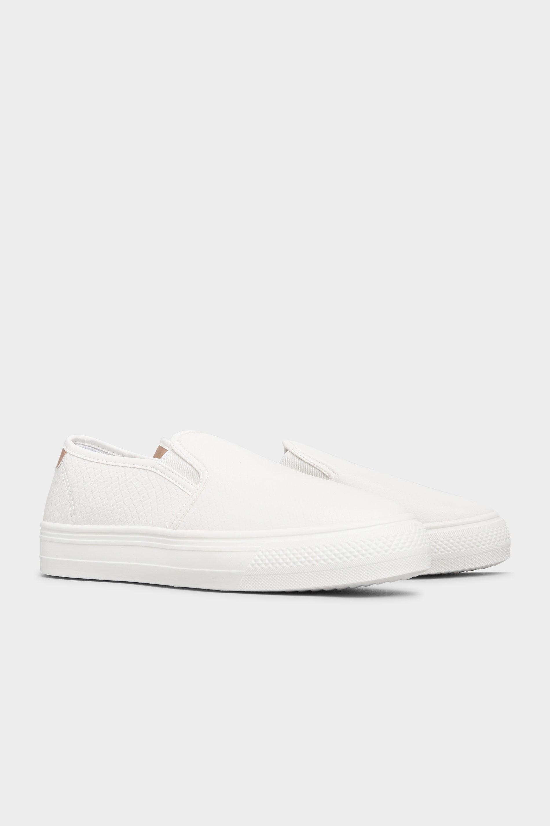 White Croc Platform Slip On Trainers In Regular Fit | Long Tall Sally