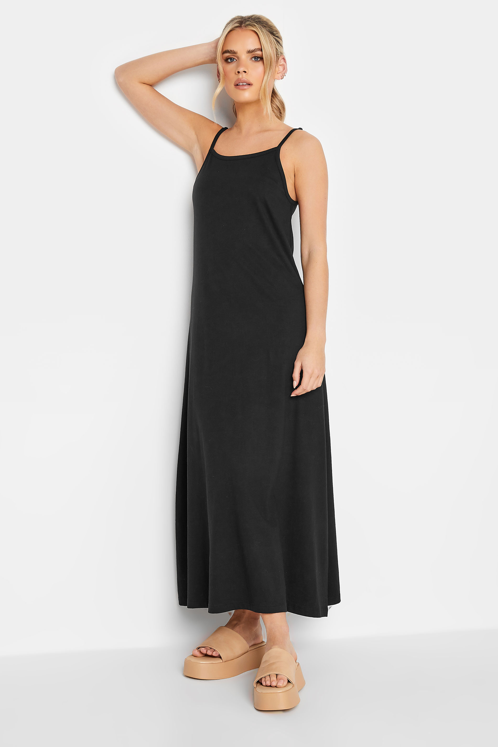 PixieGirl Black Strappy Maxi Slip Dress | PixieGirl 1