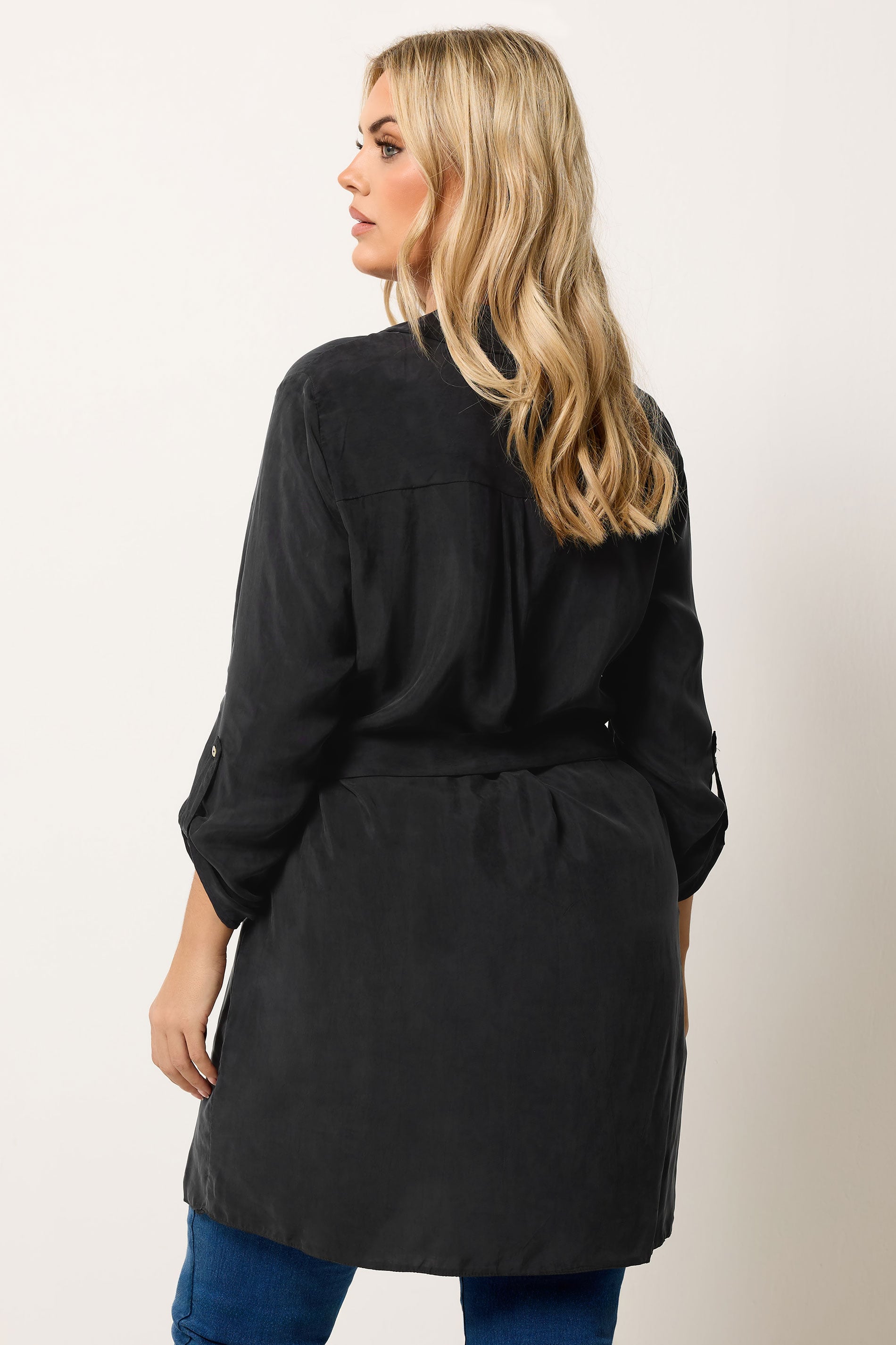 YOURS Plus Size Black Belted Tunic Shirt | Yours Clothing 2