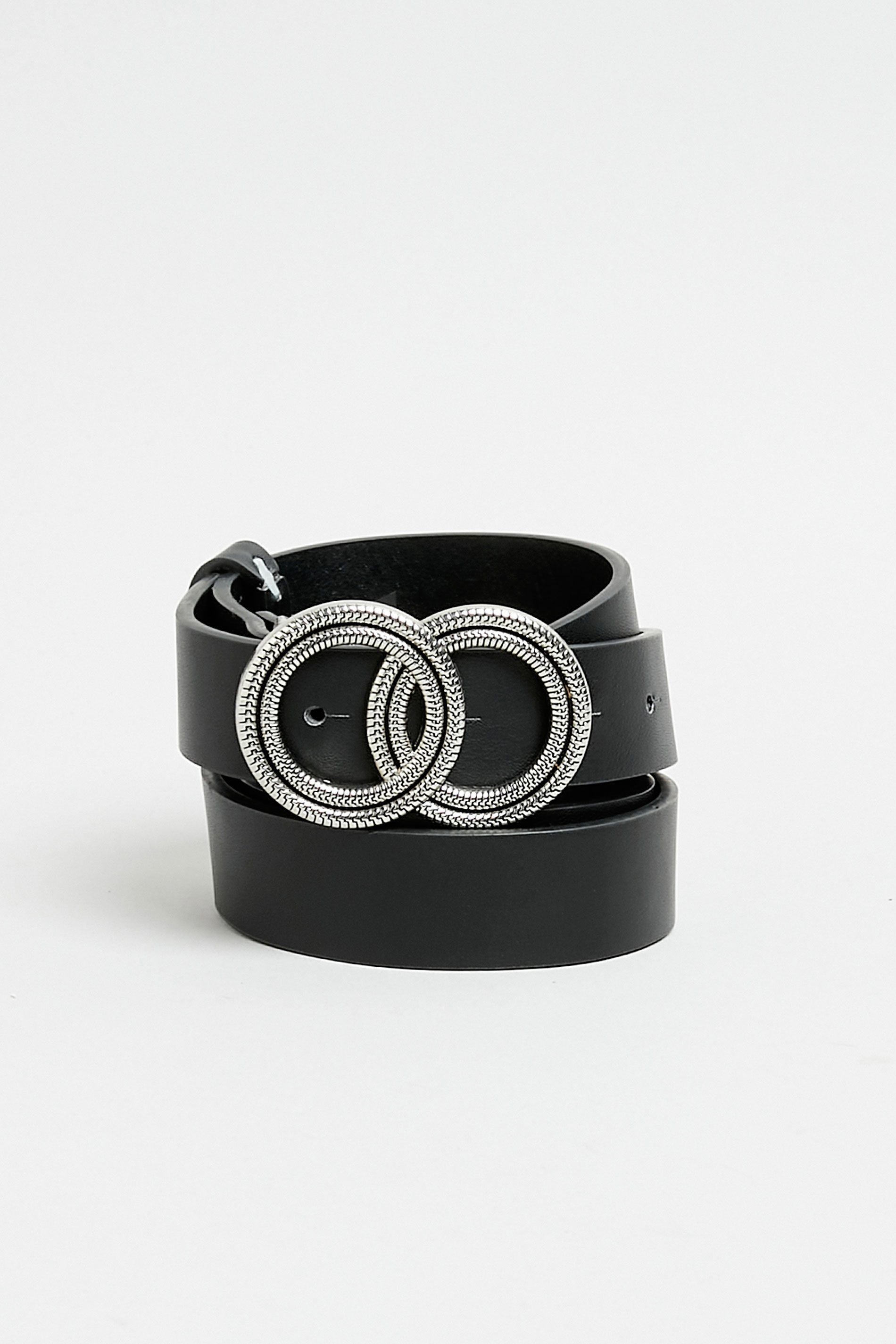 Plus Size Black Double Ring Buckle Belt | Yours Clothing  2