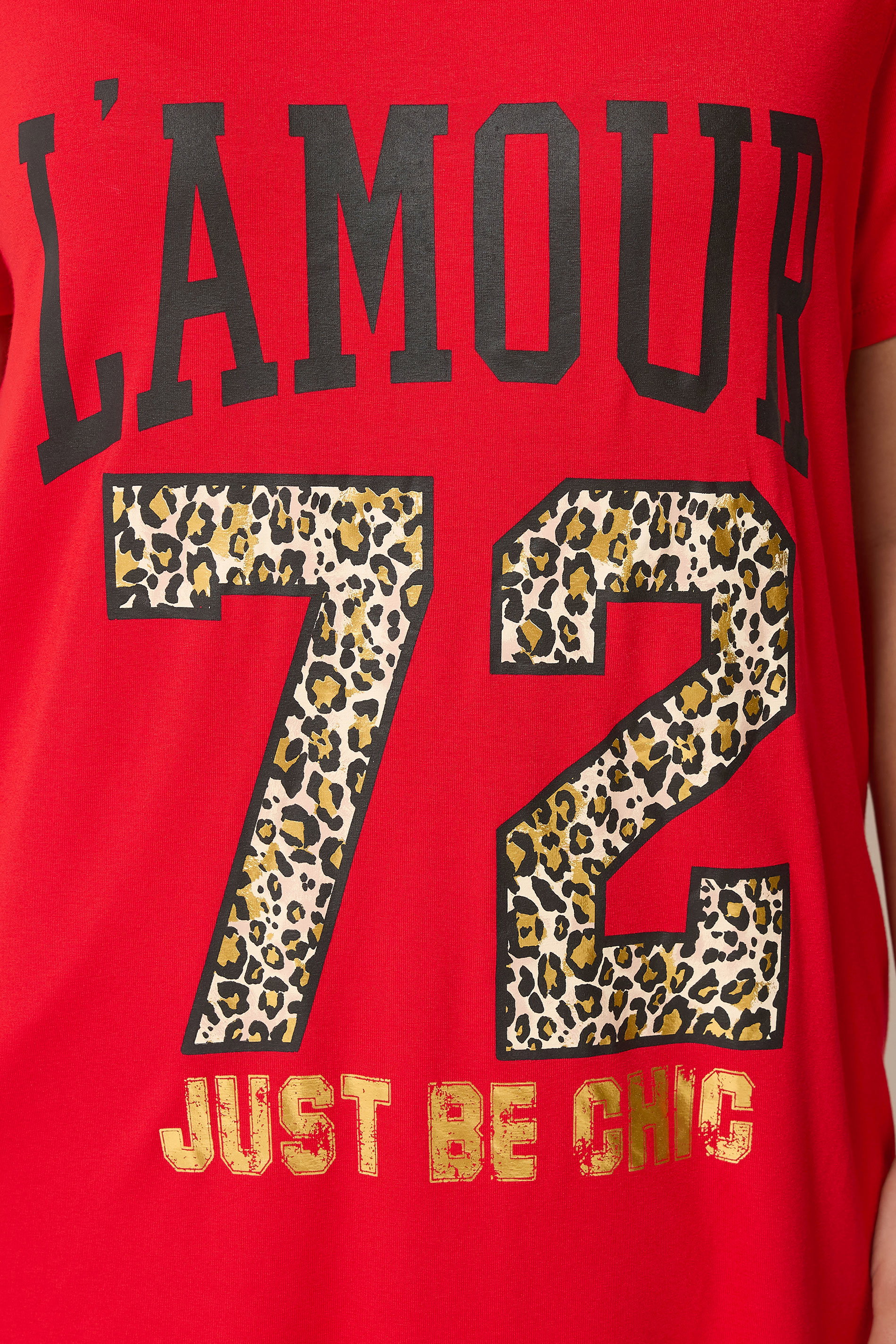 YOURS Plus Size Red 'L'Amour 72' T-shirt | Yours Clothing 4