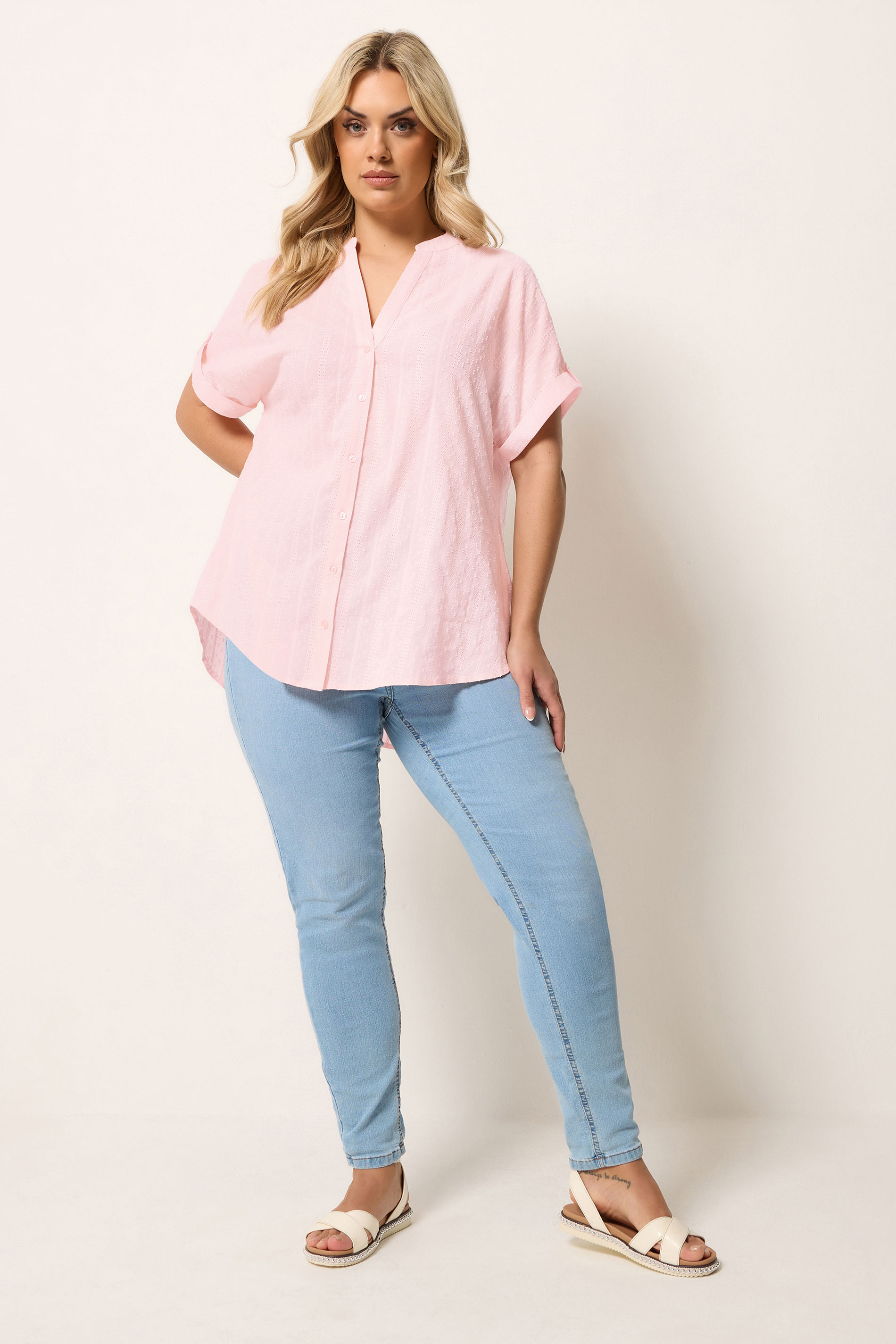 YOURS Plus Size Pink Dobby Textured Blouse | Yours Clothing 1