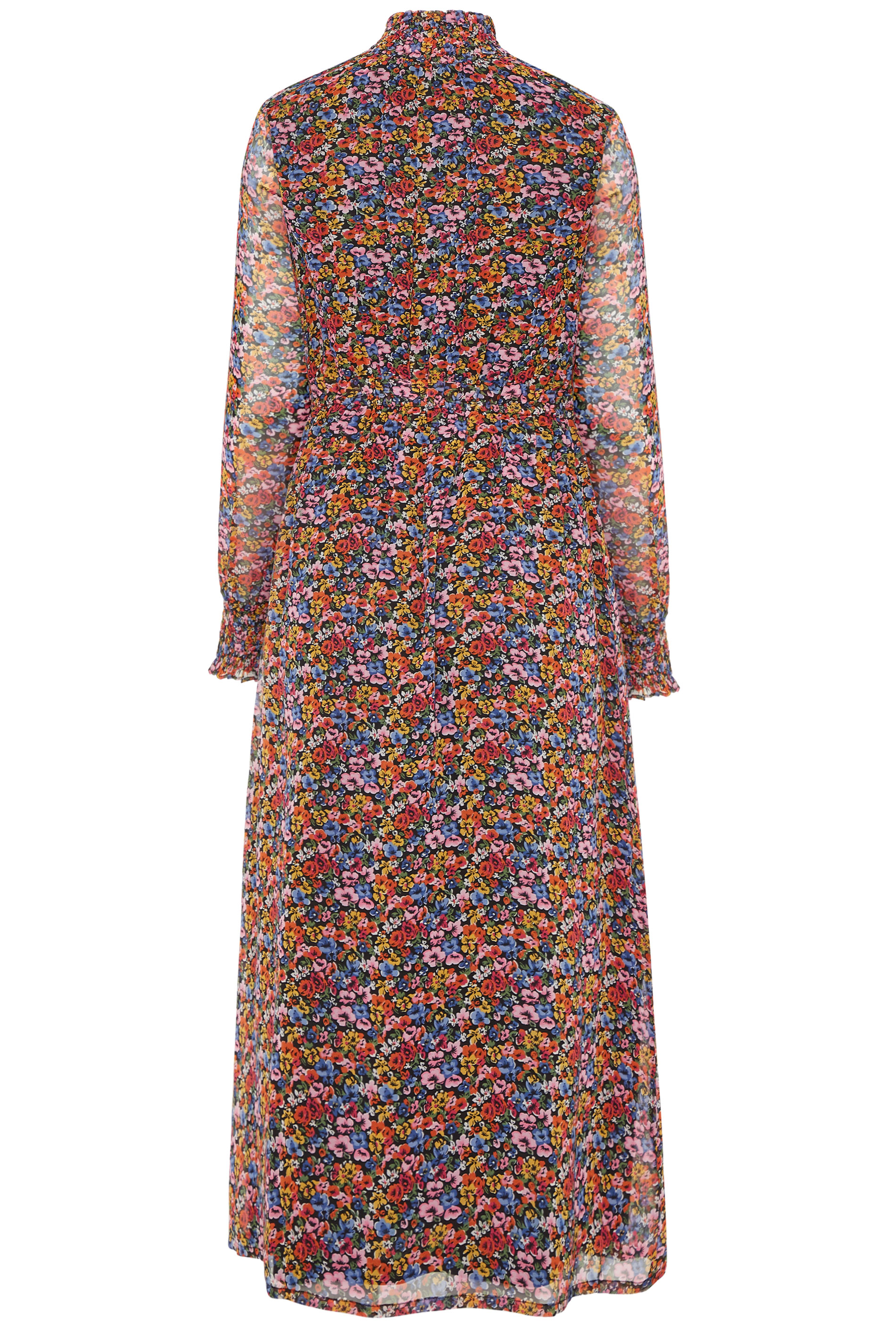 LTS Black Floral Chiffon Shirred Midi Dress | Long Tall Sally