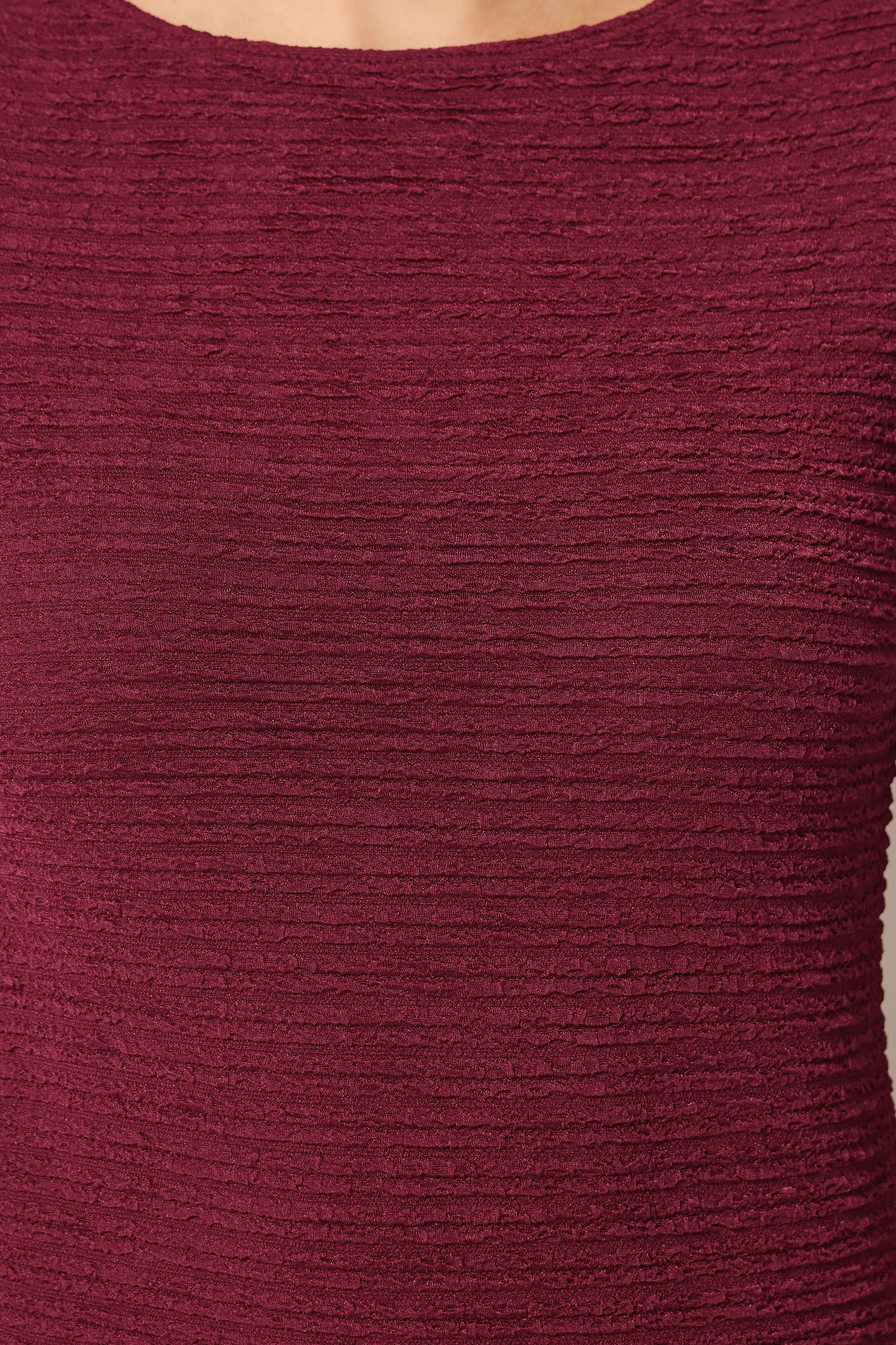 LTS Tall Women's Burgundy Red Textured Slash Neck Top | Long Tall Sally 4