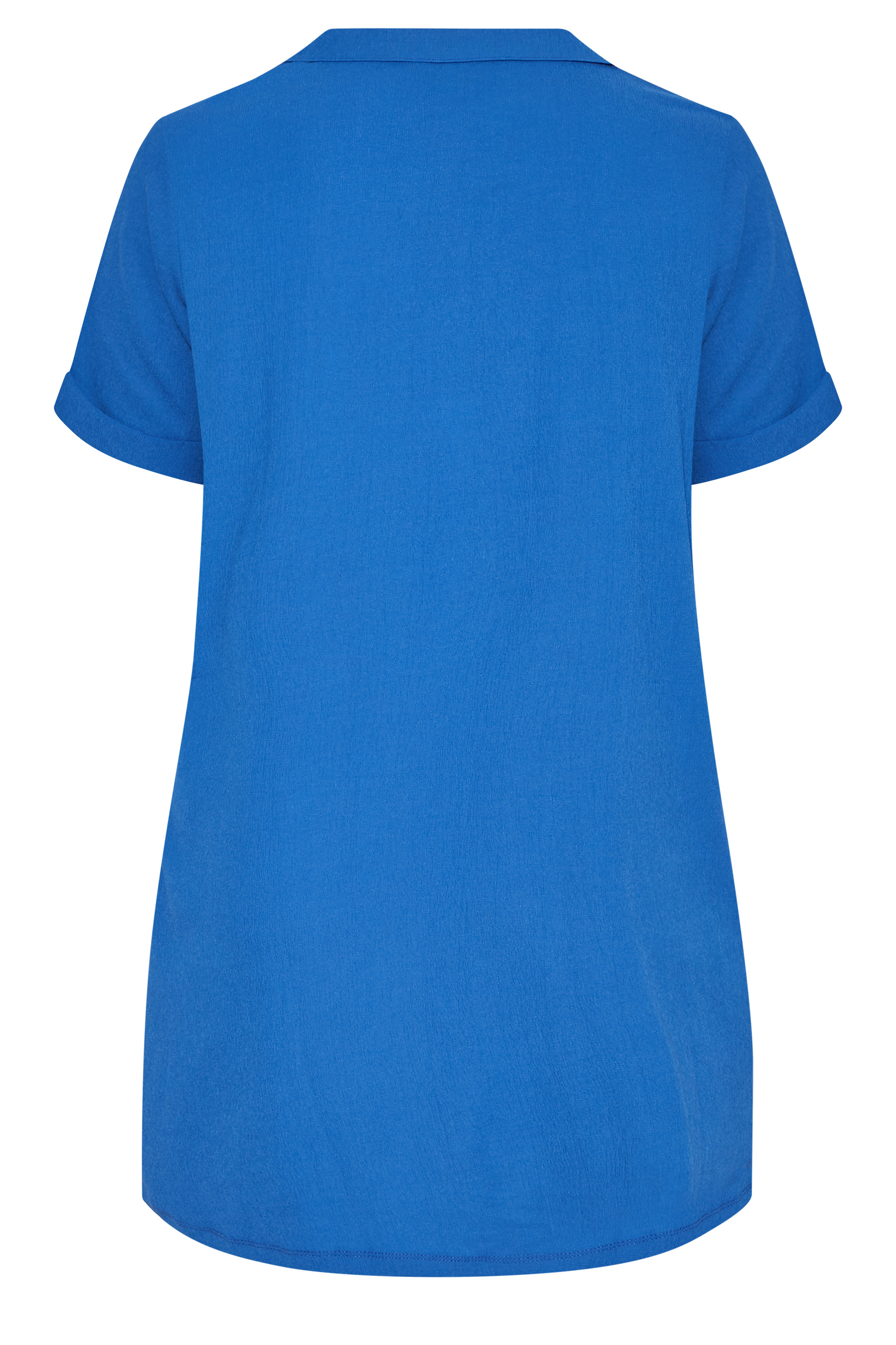 Grande taille  Tops Grande taille  Blouses & Chemisiers | Curve Cobalt Blue Crinkle Button Through Shirt - RD33613