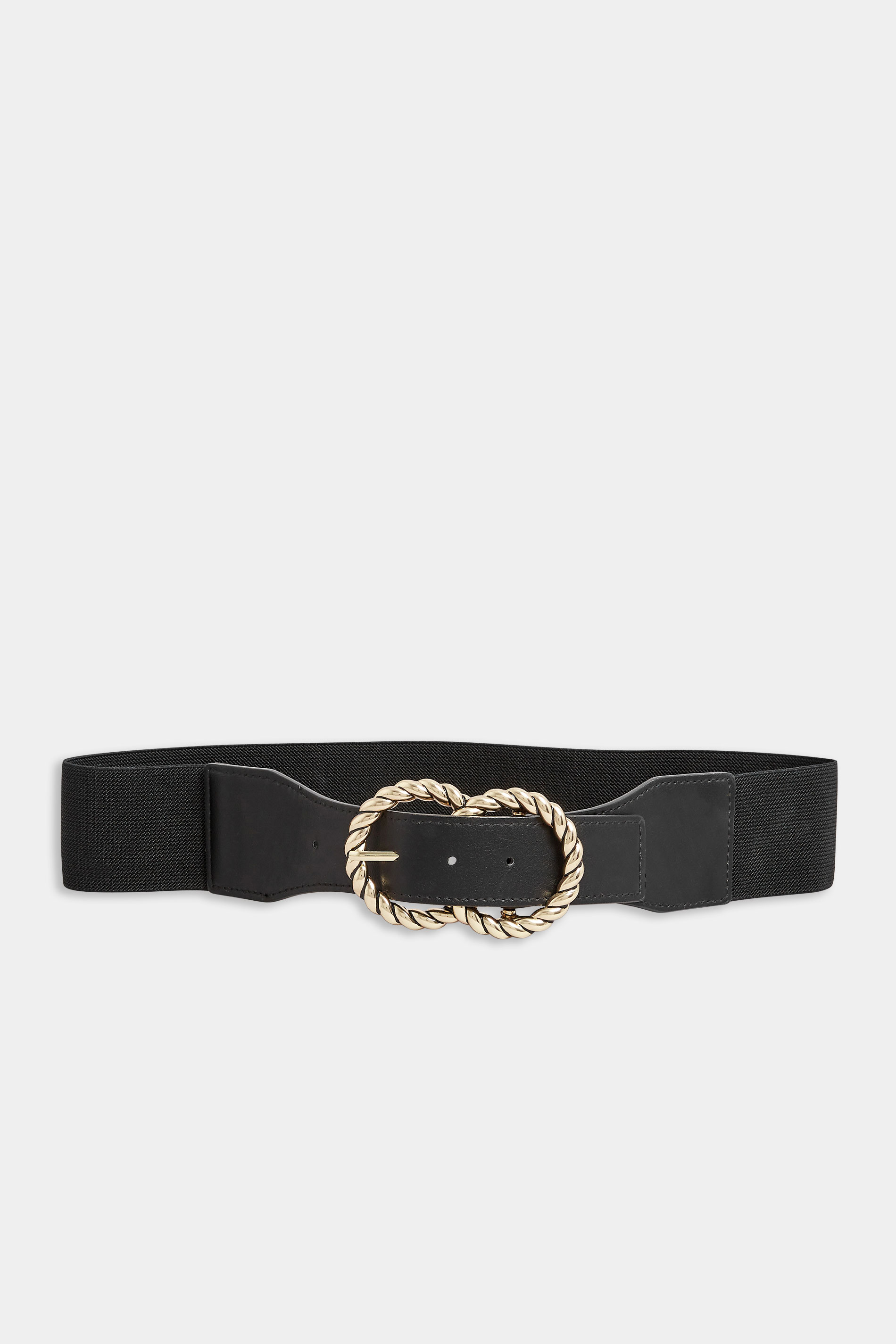 Black Twisted Buckle Wide Stretch Belt | Yours Clothing 2